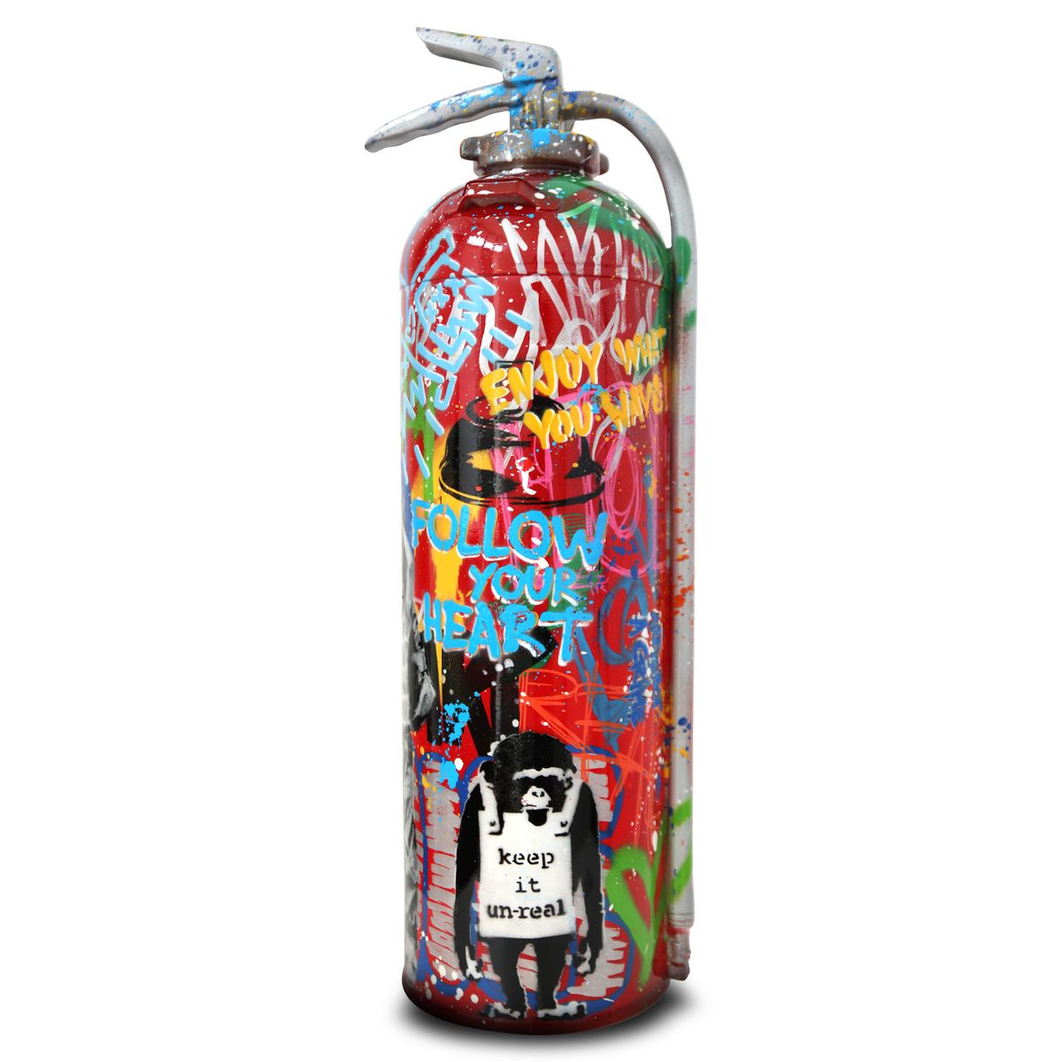 Mr. Brainwash- Stencil and Mixed Media on Fiberglass Sculpture "Fire Extinguisher, 2026"