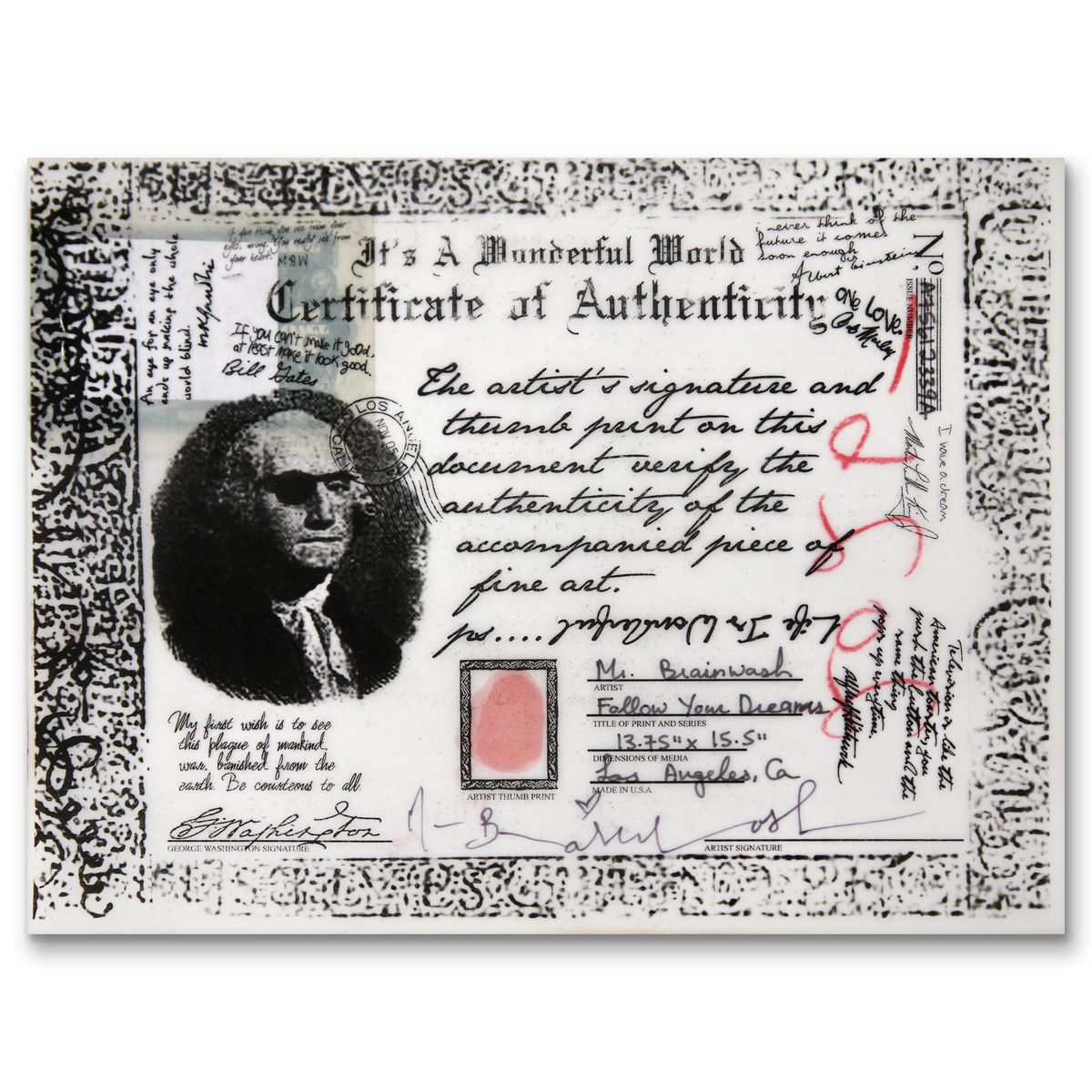 Mr. Brainwash- Mixed Media on Acrylic Mirror with Splashed Frame "Follow Your Dreams, 2026"