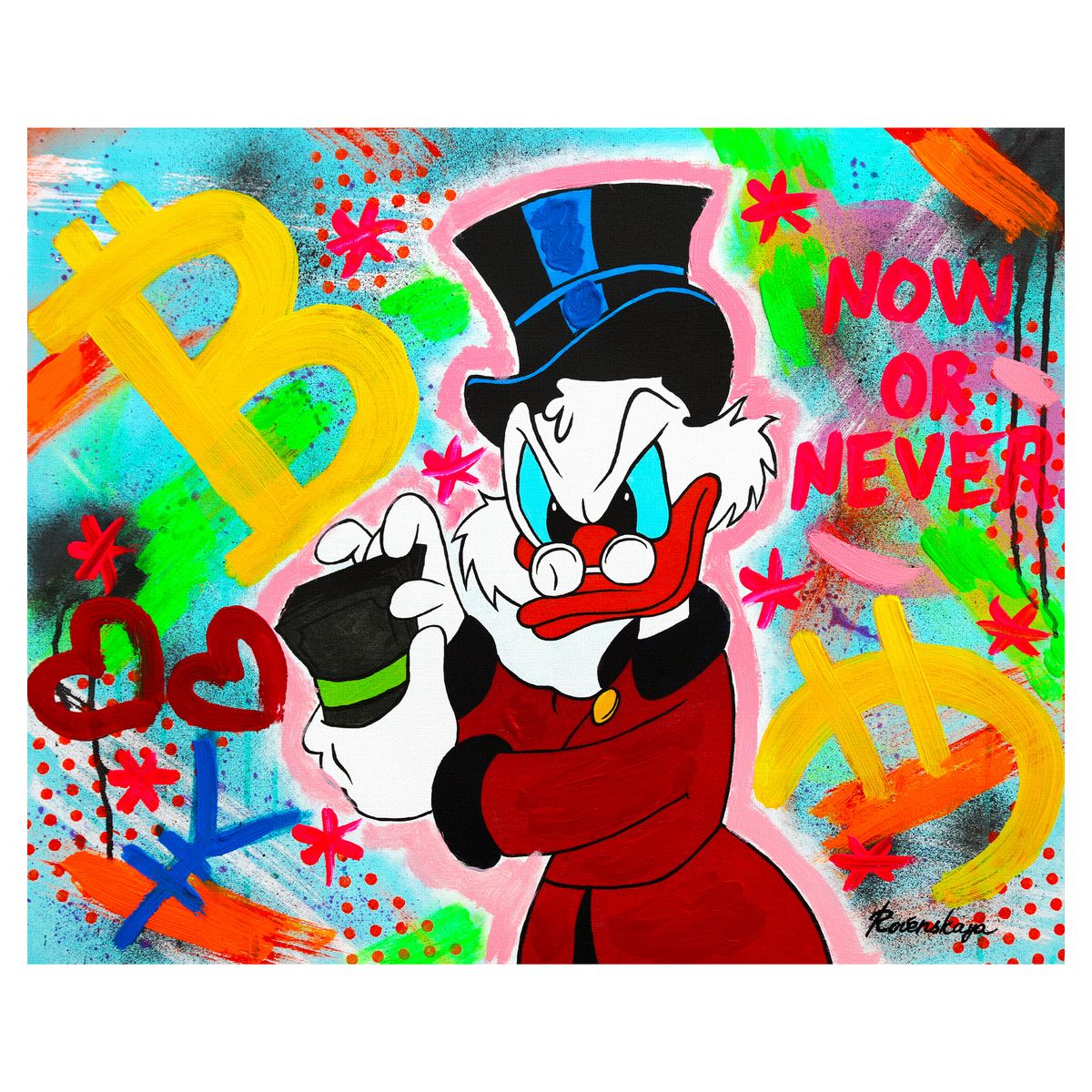 Nastya Rovenskaya- Mixed Media on Canvas "Counting Money"