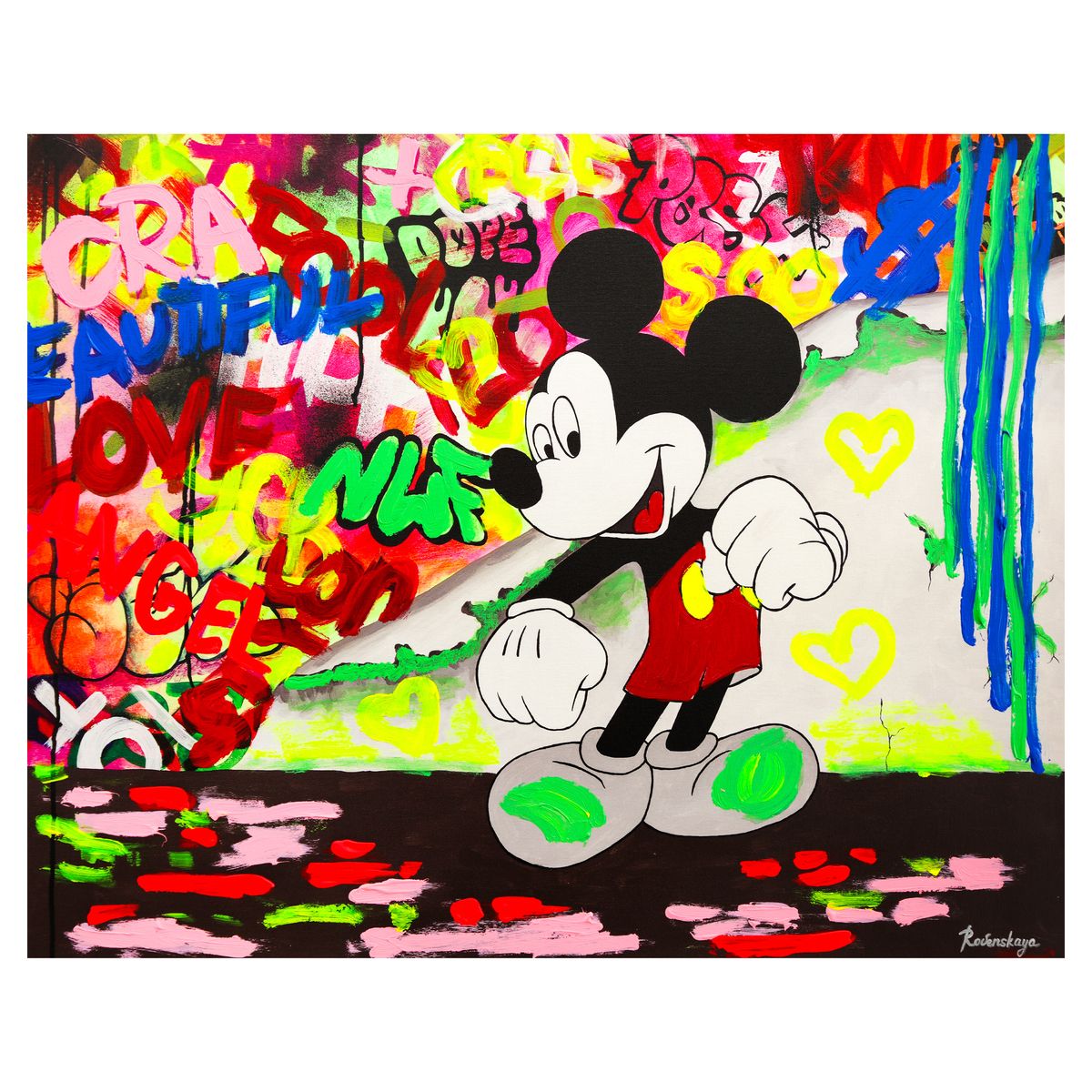 Nastya Rovenskaya- Mixed Media on Canvas "Dancing in the City"