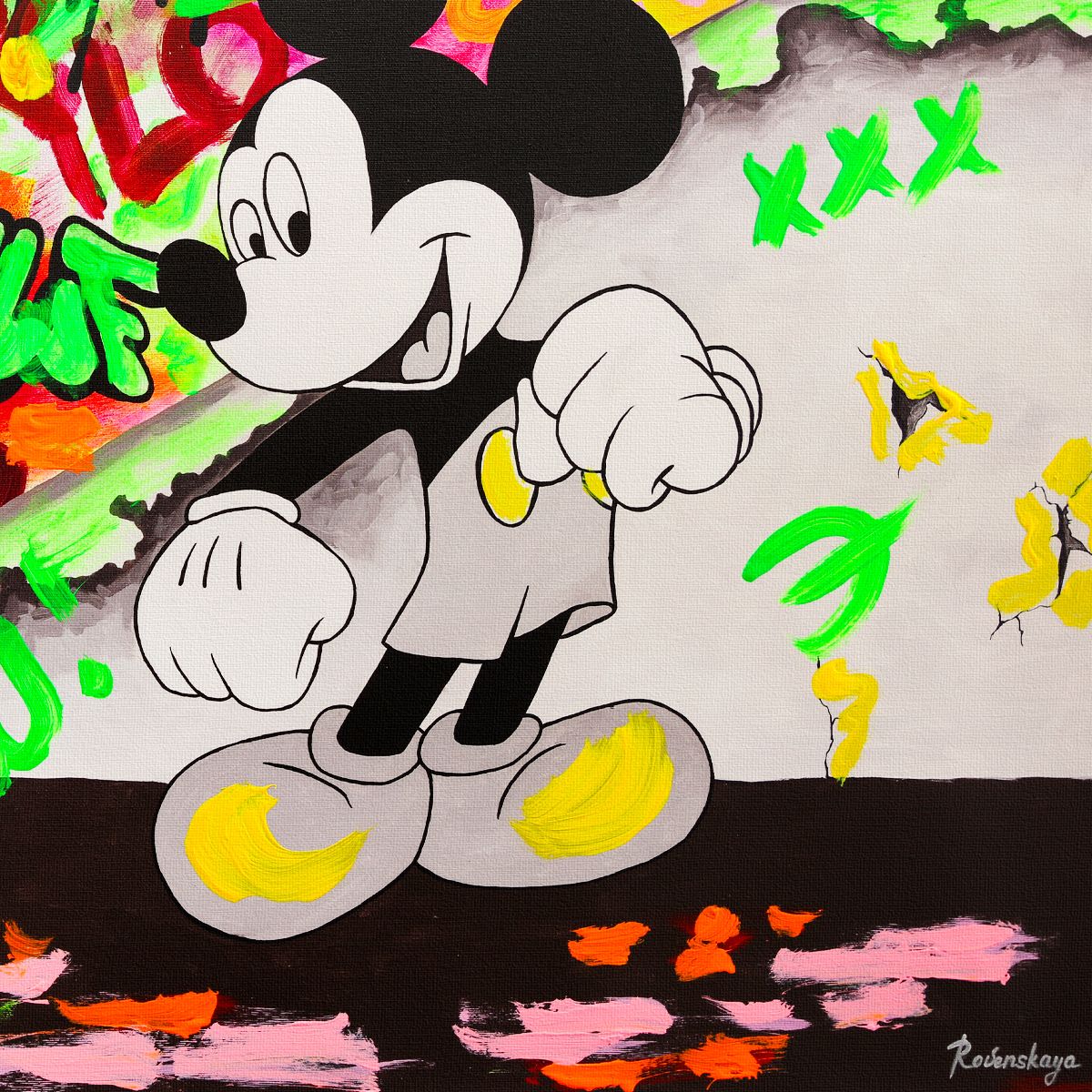 Nastya Rovenskaya- Mixed Media on Canvas "Dancing in the City"