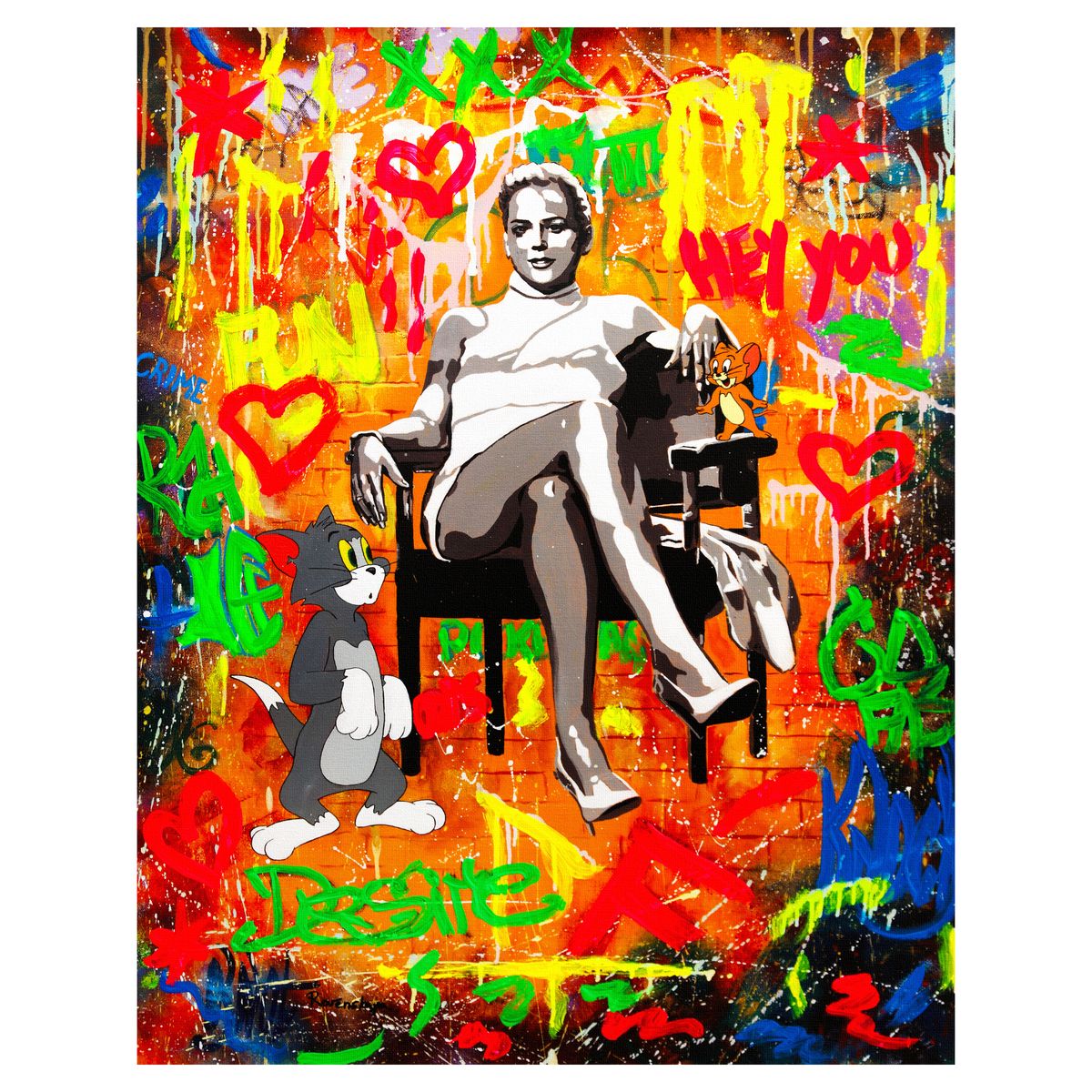Nastya Rovenskaya- Mixed Media on Canvas "Basic Instinct"