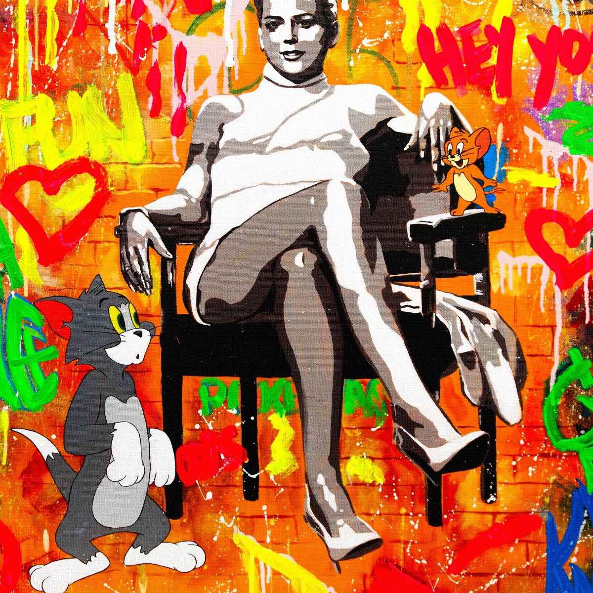 Nastya Rovenskaya- Mixed Media on Canvas "Basic Instinct"