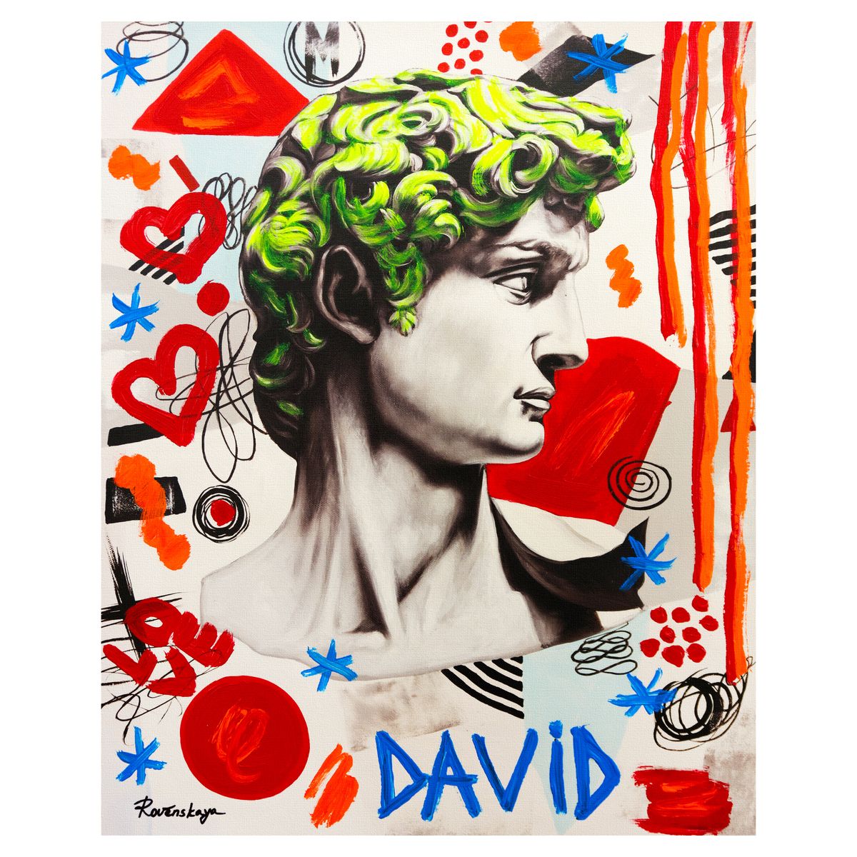 Nastya Rovenskaya- Mixed Media on Canvas "David"