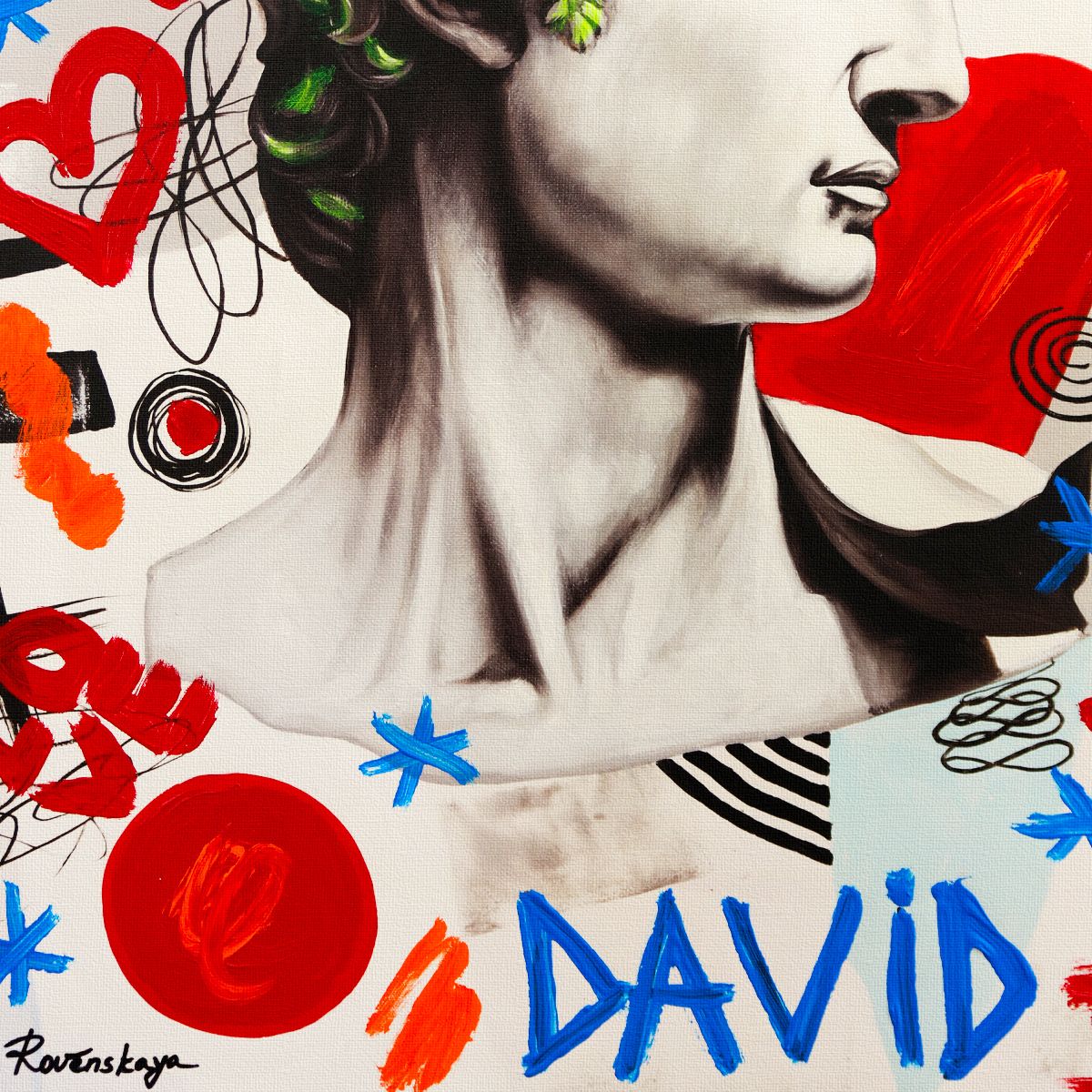 Nastya Rovenskaya- Mixed Media on Canvas "David"