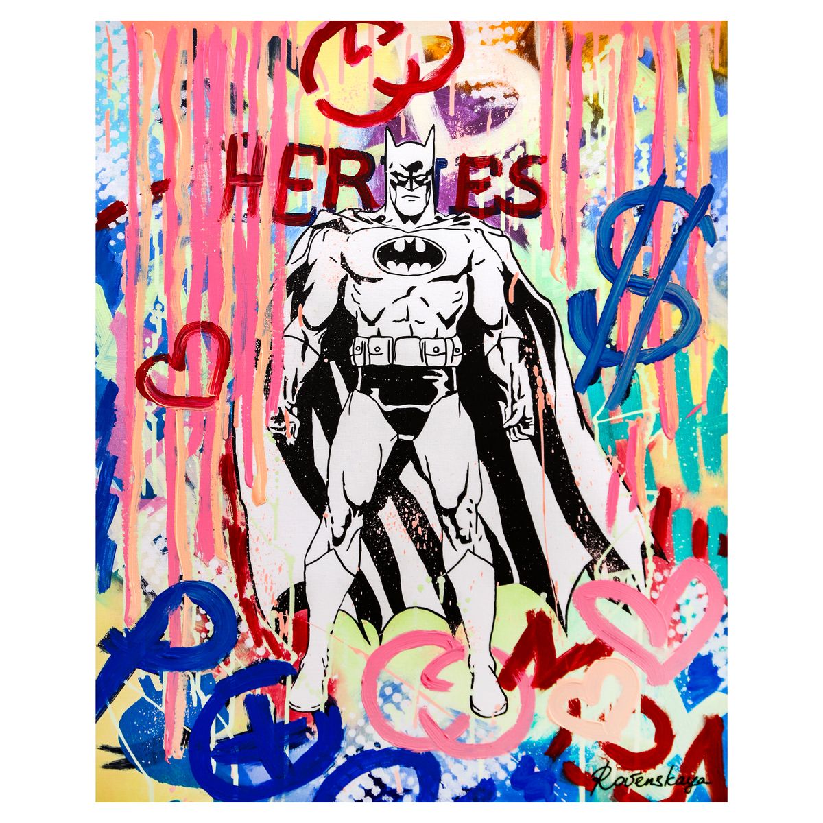 Nastya Rovenskaya- Mixed Media on Canvas "Batman"