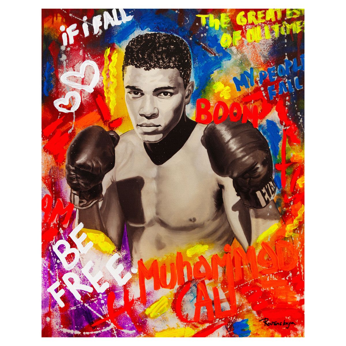 Nastya Rovenskaya- Mixed Media on Canvas "Muhammad Ali"