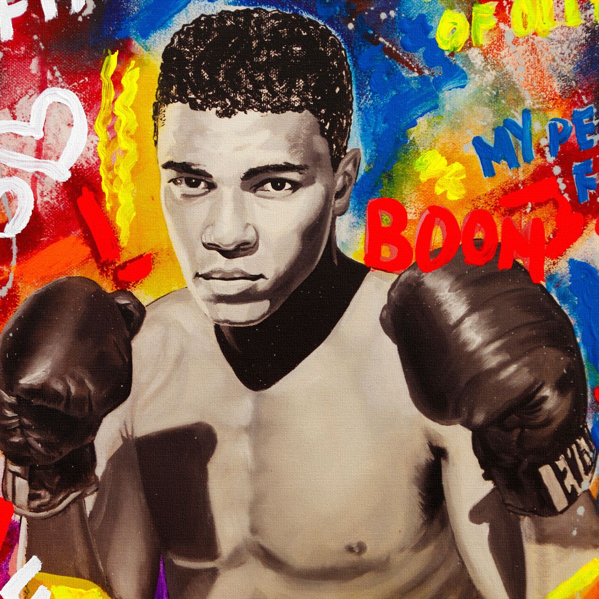 Nastya Rovenskaya- Mixed Media on Canvas "Muhammad Ali"