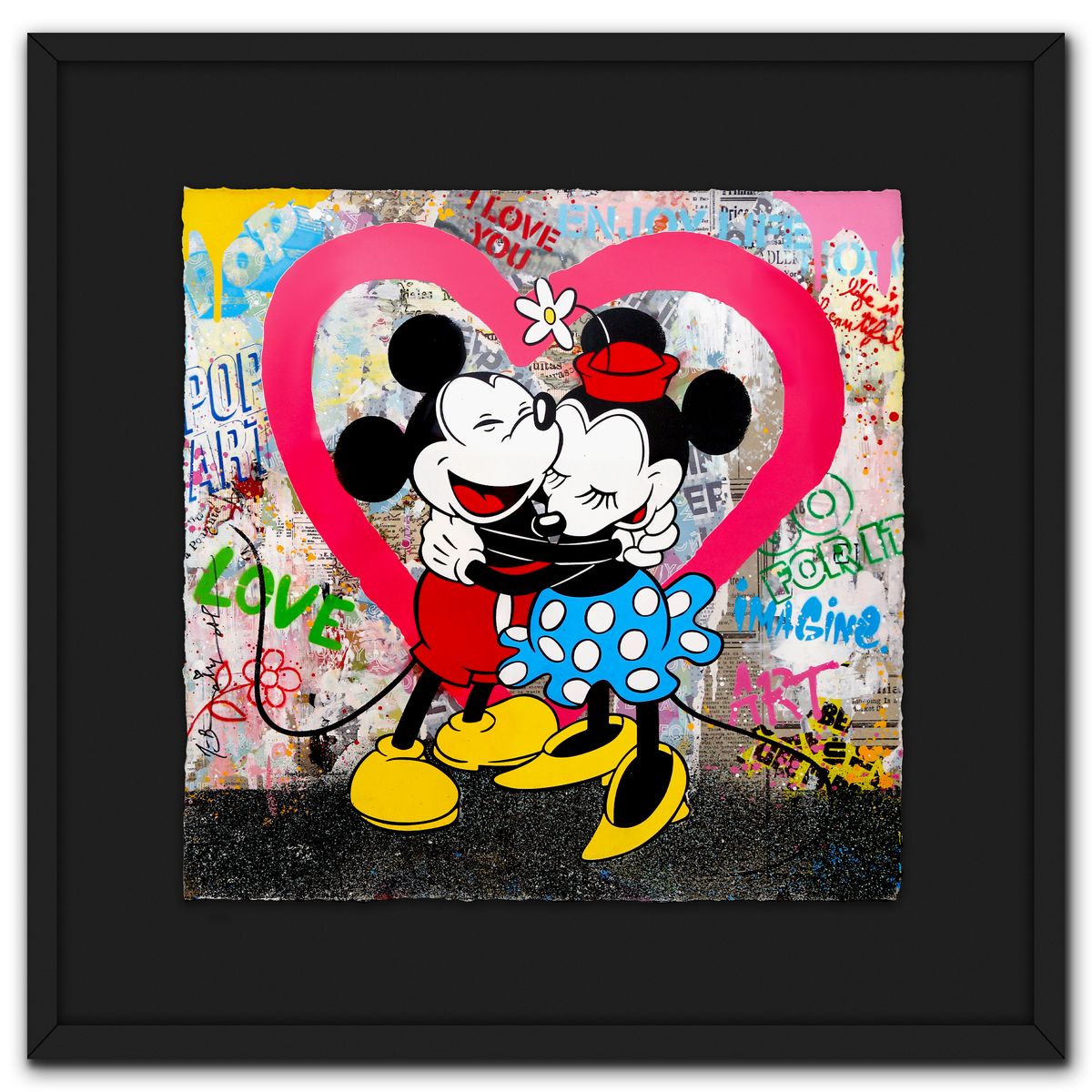 Mr. Brainwash- Original Mixed Media on Deckle Edge Paper "Mr. & Mrs. Classic II"