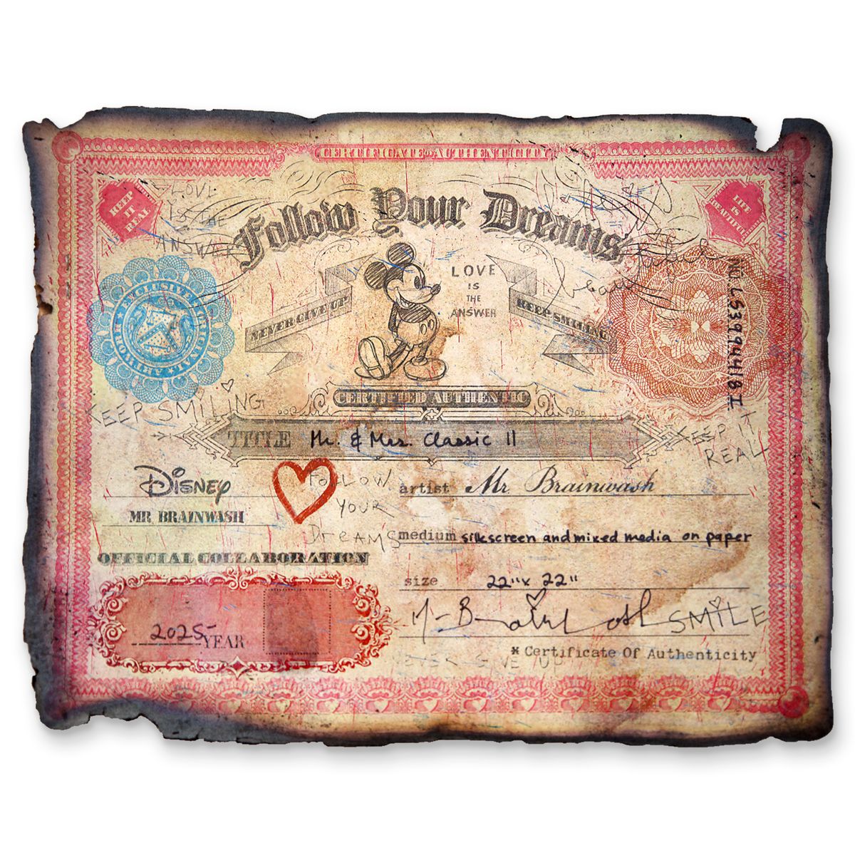 Mr. Brainwash- Original Mixed Media on Deckle Edge Paper "Mr. & Mrs. Classic II"