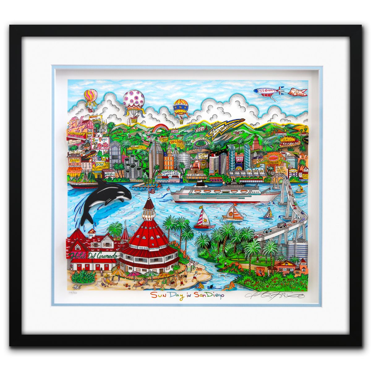 Charles Fazzino- 3D Construction Silkscreen Serigraph "Sun Day in San Diego"