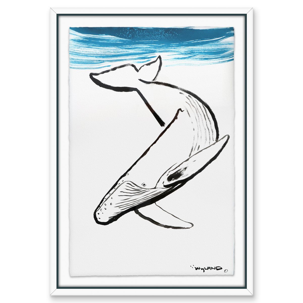 Wyland- Original Sumi Ink Painting "Humpback"