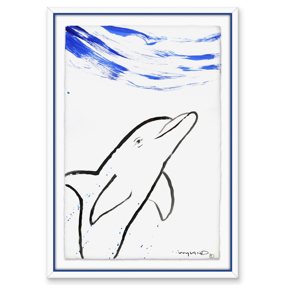 Wyland- Original Sumi Ink Painting "Dolphin"
