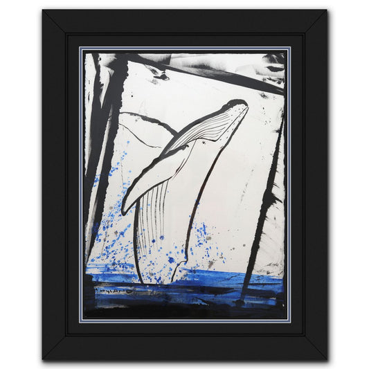 Wyland- Original Sumi Ink Painting "Humpback Breaching"