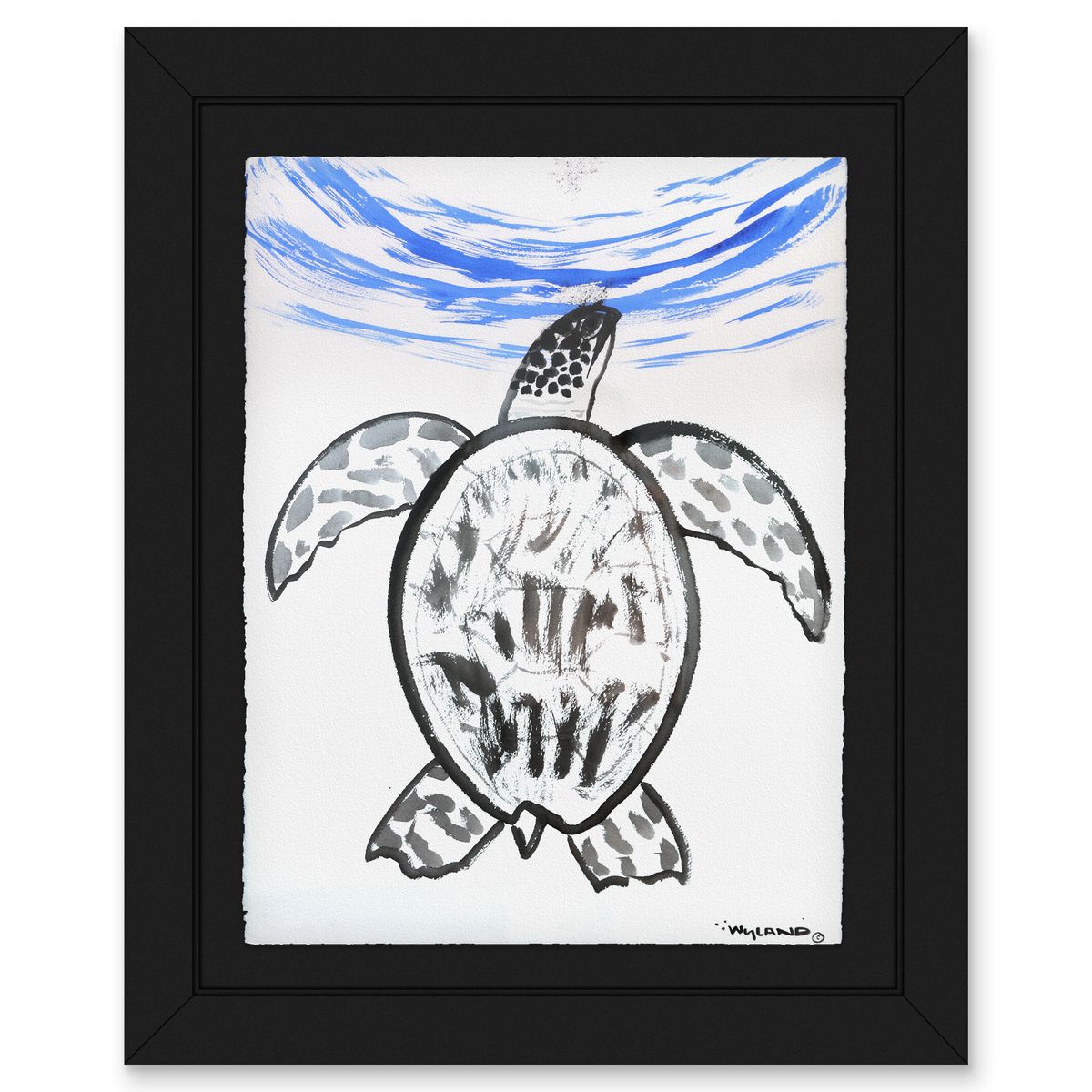 Wyland- Original Sumi Ink Painting "Turtle"