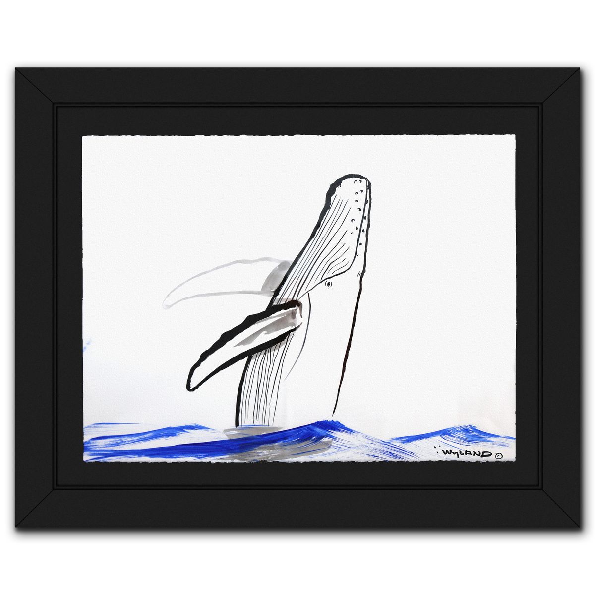 Wyland- Original Sumi Ink Painting "Humpback"