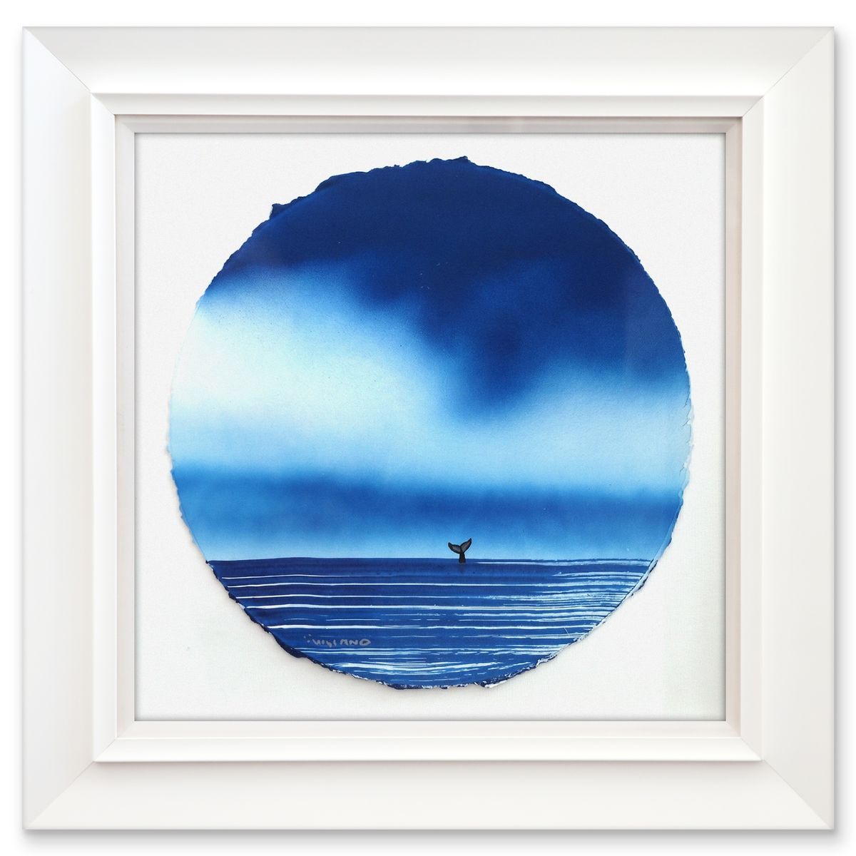 Wyland- Original Watercolor Painting on Deckle Edge Paper "Fluke"