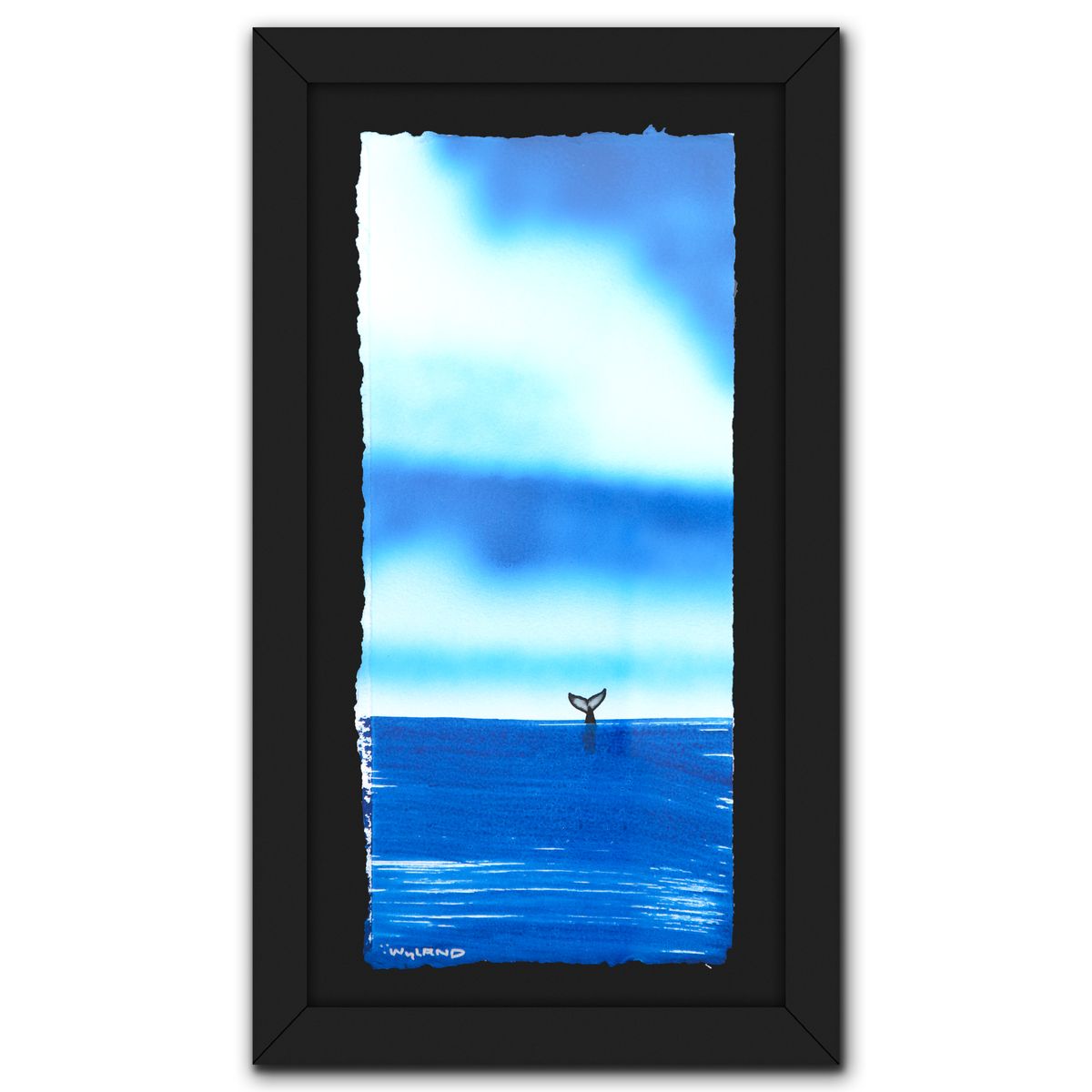 Wyland- Original Watercolor Painting on Deckle Edge Paper "Fluke"
