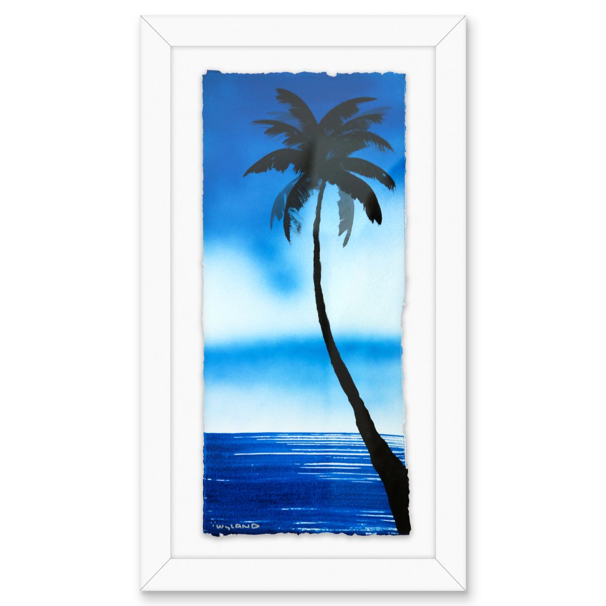 Wyland- Original Watercolor Painting on Deckle Edge Paper "Palm Trees"