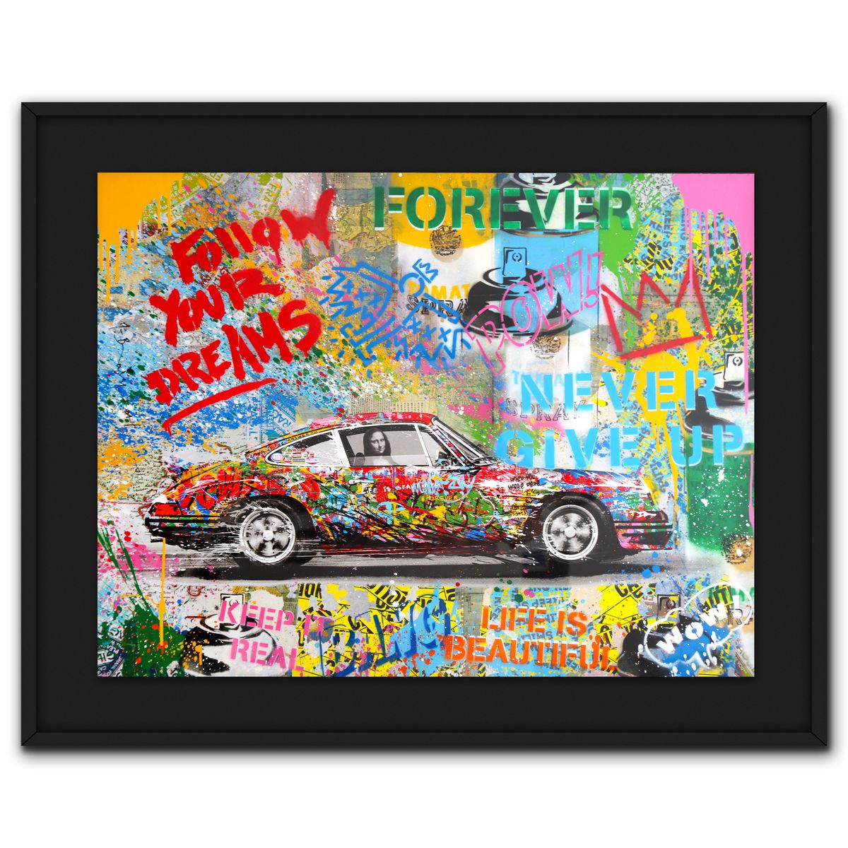 Mr. Brainwash- Original Mixed Media on Deckle Edge Paper "Maximum Velocity"