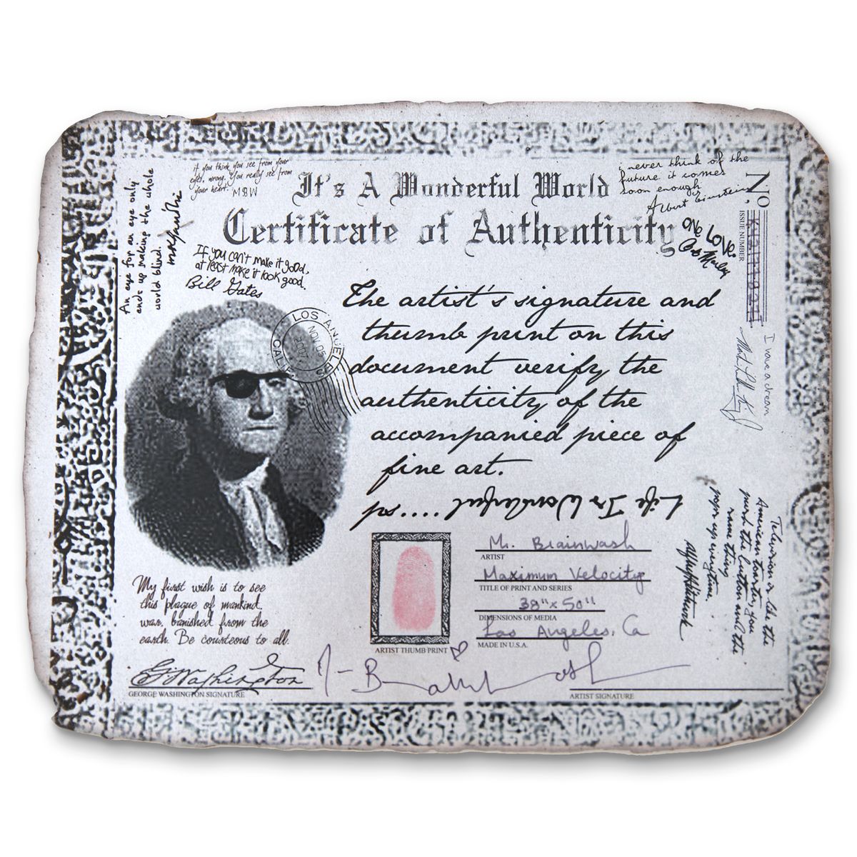 Mr. Brainwash- Original Mixed Media on Deckle Edge Paper "Maximum Velocity"