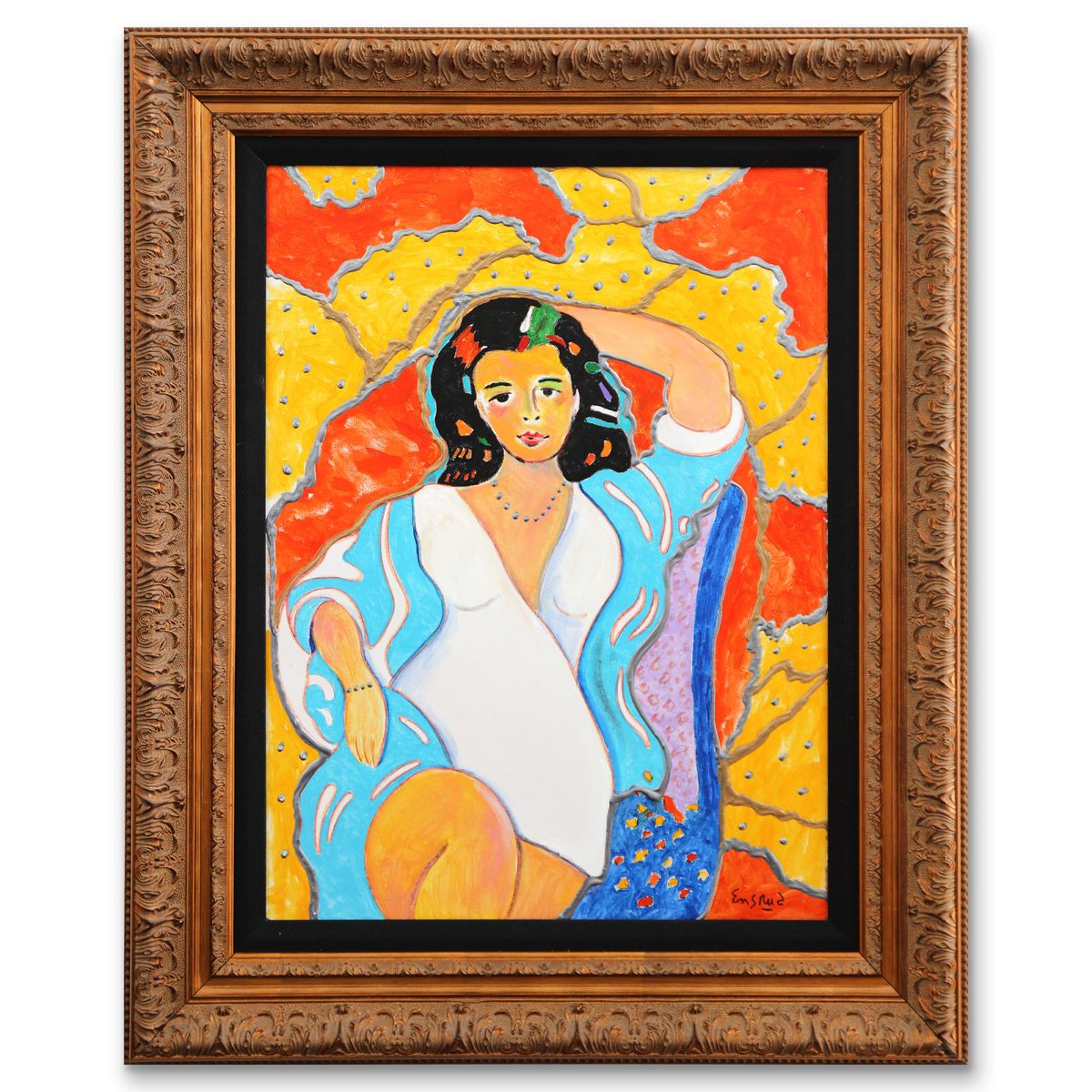 Wayne Ensrud- Original Acrylic on Canvas "Woman in Blue Robe"