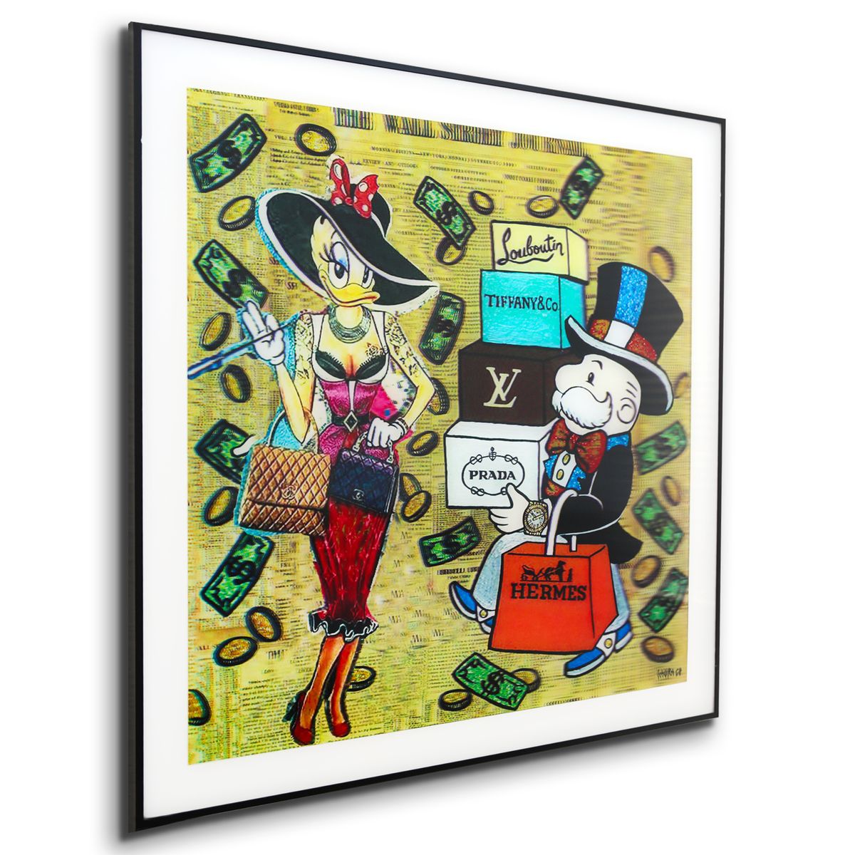 Laura Curiel- Mixed Media Lenticular "Monopoly Man and Daisy Duck"
