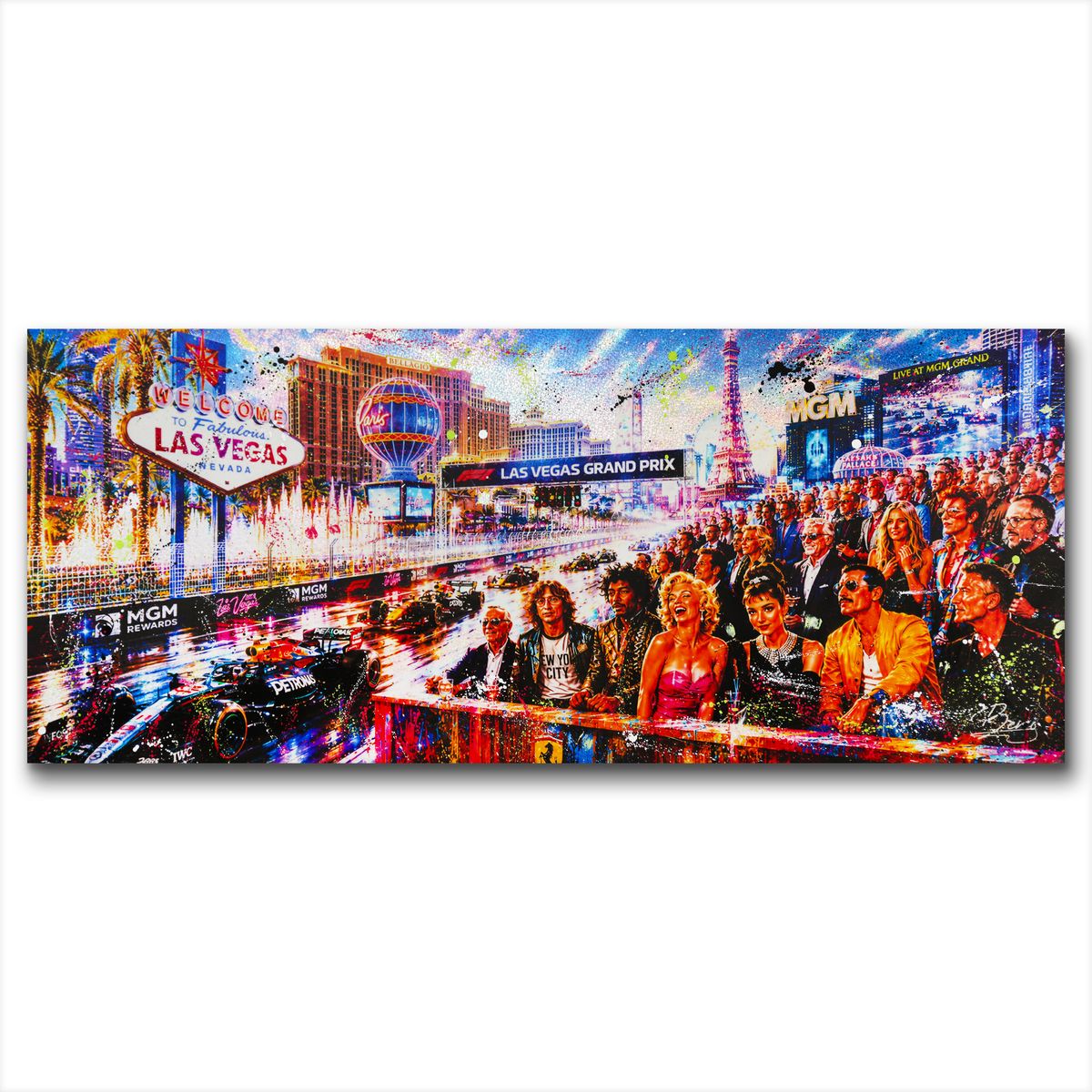 Benzo- Original Mixed media on Steel "Front Row, Las Vegas Grand Prix"