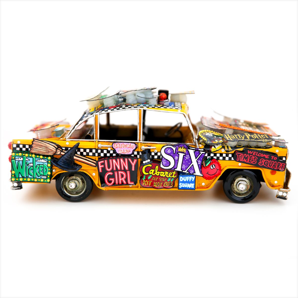 Charles Fazzino- Hand Painted Metal Car Sculpture "Take a Taxi to Broadway"