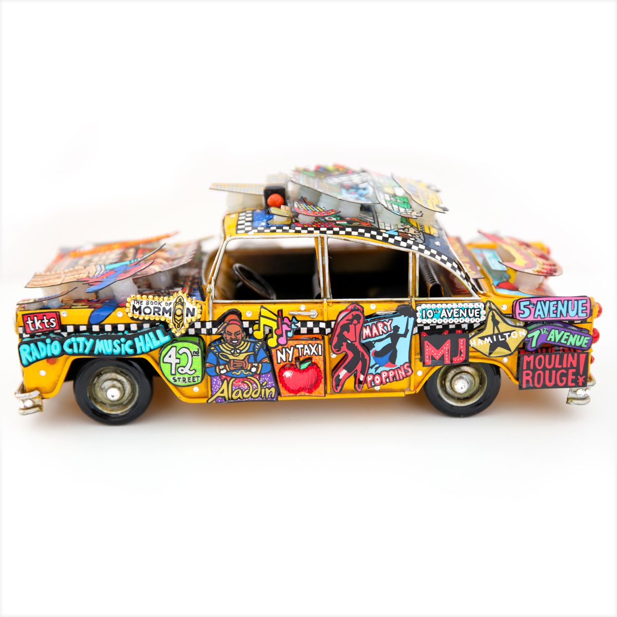 Charles Fazzino- Hand Painted Metal Car Sculpture "Take a Taxi to Broadway"