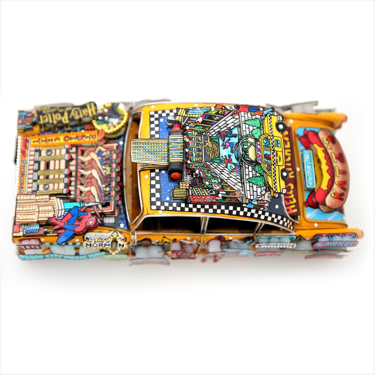 Charles Fazzino- Hand Painted Metal Car Sculpture "Take a Taxi to Broadway"