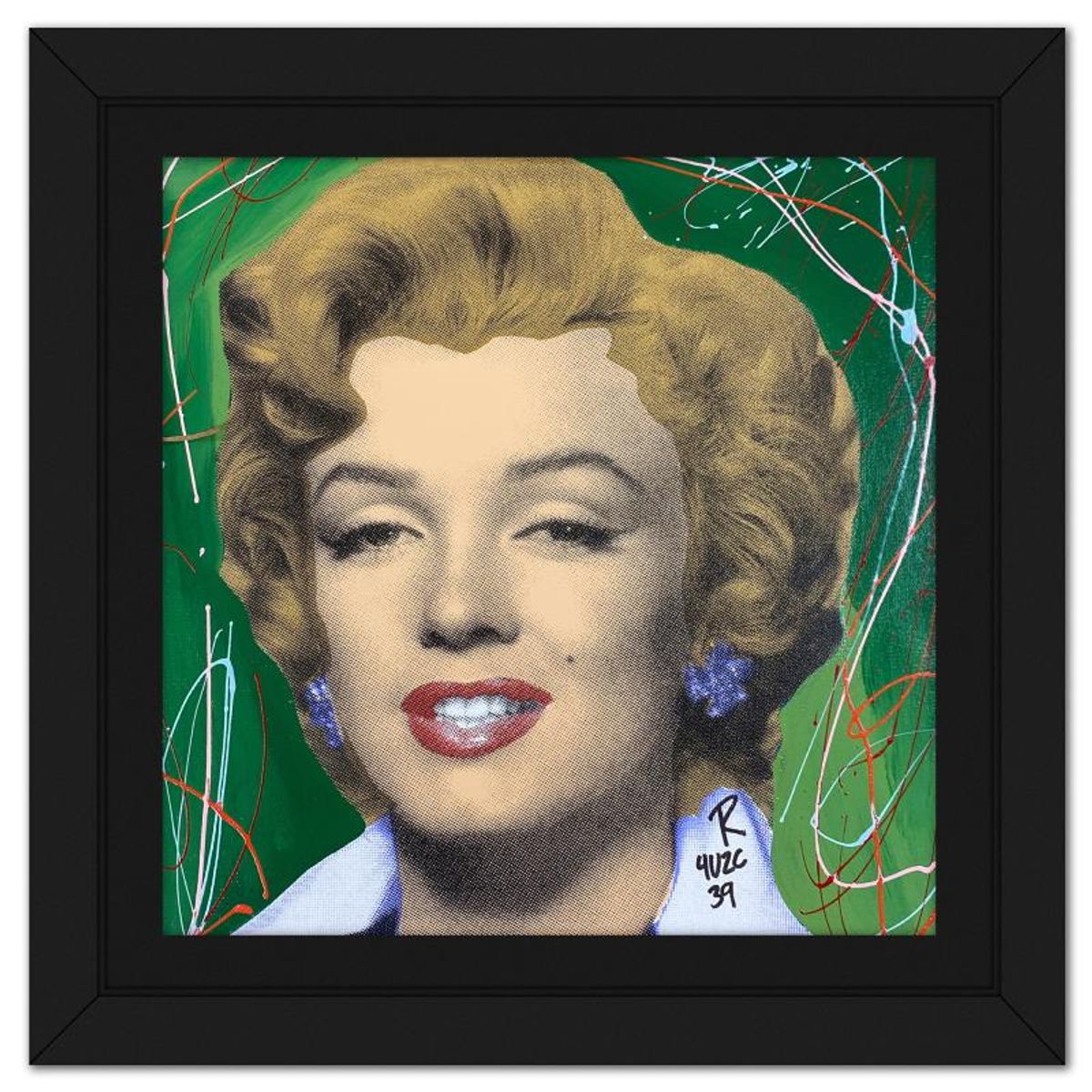 Ringo Daniel Funes, "Marilyn Classic" Framed One-of-a-Kind Mixed Media on Canvas, Hand Signed with Letter of Authenticity.