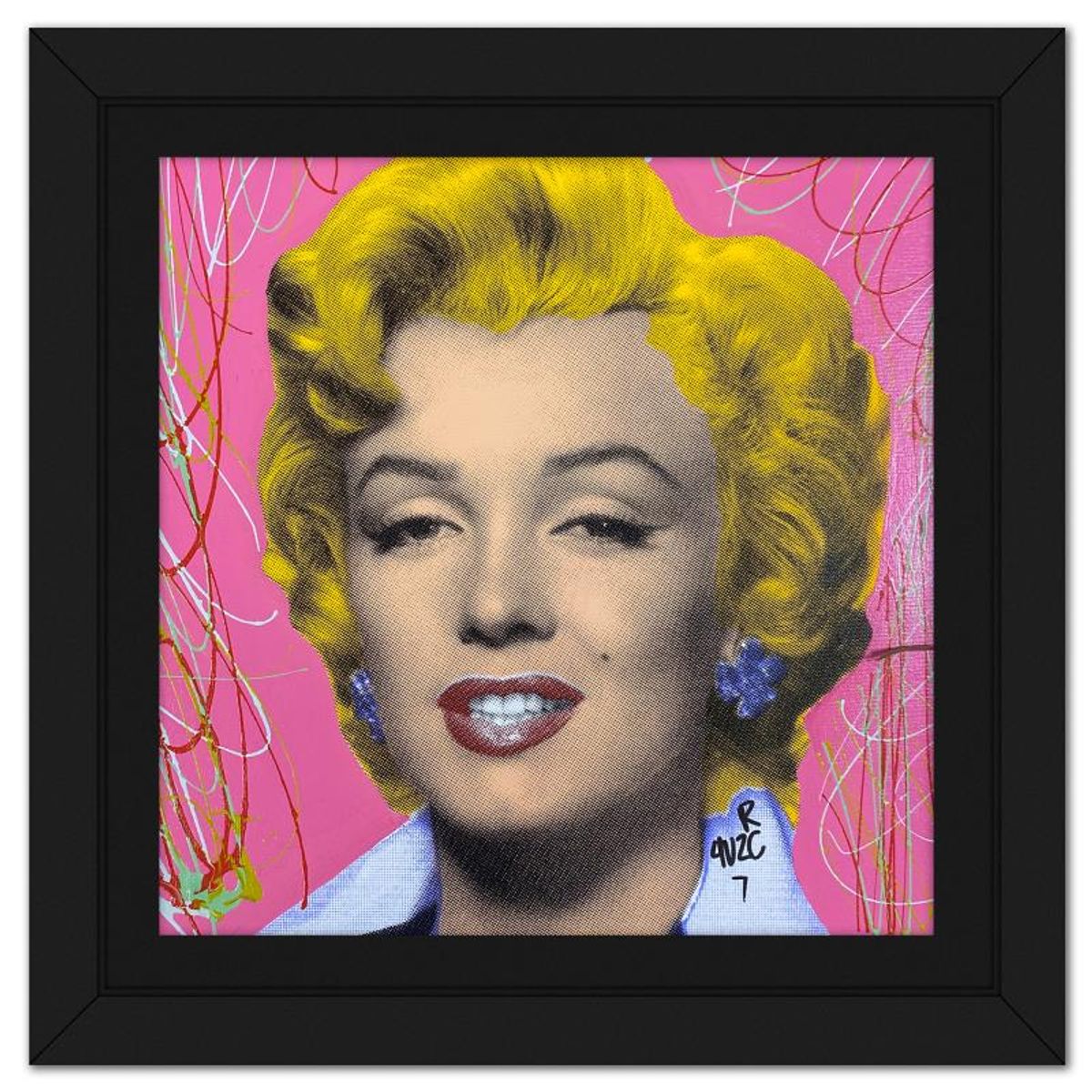 Ringo Daniel Funes, "Marilyn Classic" Framed One-of-a-Kind Mixed Media on Canvas, Hand Signed with Letter of Authenticity.
