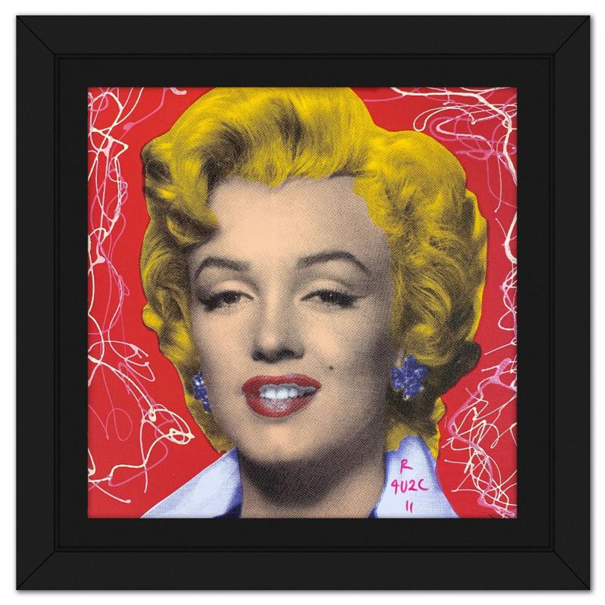 Ringo Daniel Funes, "Marilyn Classic" Framed One-of-a-Kind Mixed Media on Canvas, Hand Signed with Letter of Authenticity.