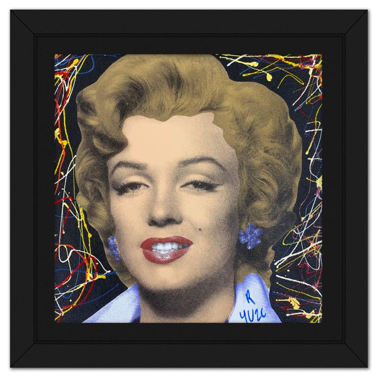 Ringo Daniel Funes, "Marilyn Classic" Framed One-of-a-Kind Mixed Media on Canvas, Hand Signed with Letter of Authenticity.