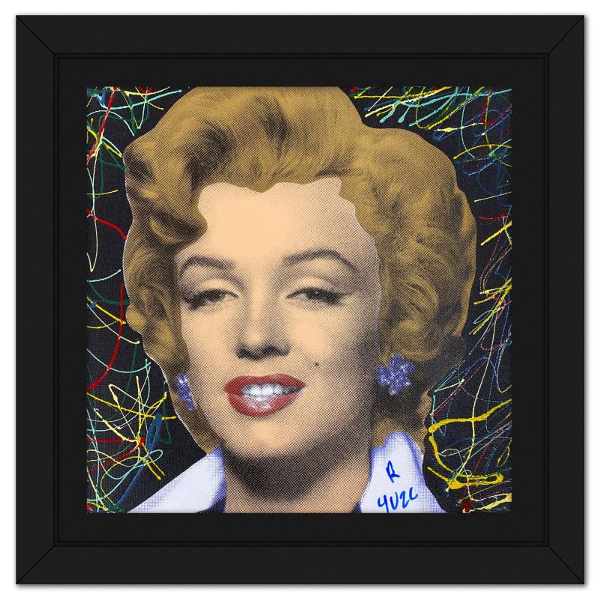 Ringo Daniel Funes, "Marilyn Classic" Framed One-of-a-Kind Mixed Media on Canvas, Hand Signed with Letter of Authenticity.