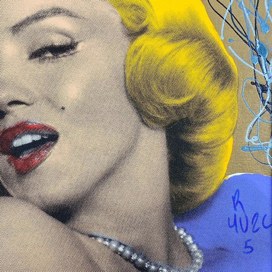 Ringo Daniel Funes, "Marilyn with Pearls" Framed One-of-a-Kind Mixed Media on Canvas, Hand Signed with Letter of Authenticity.