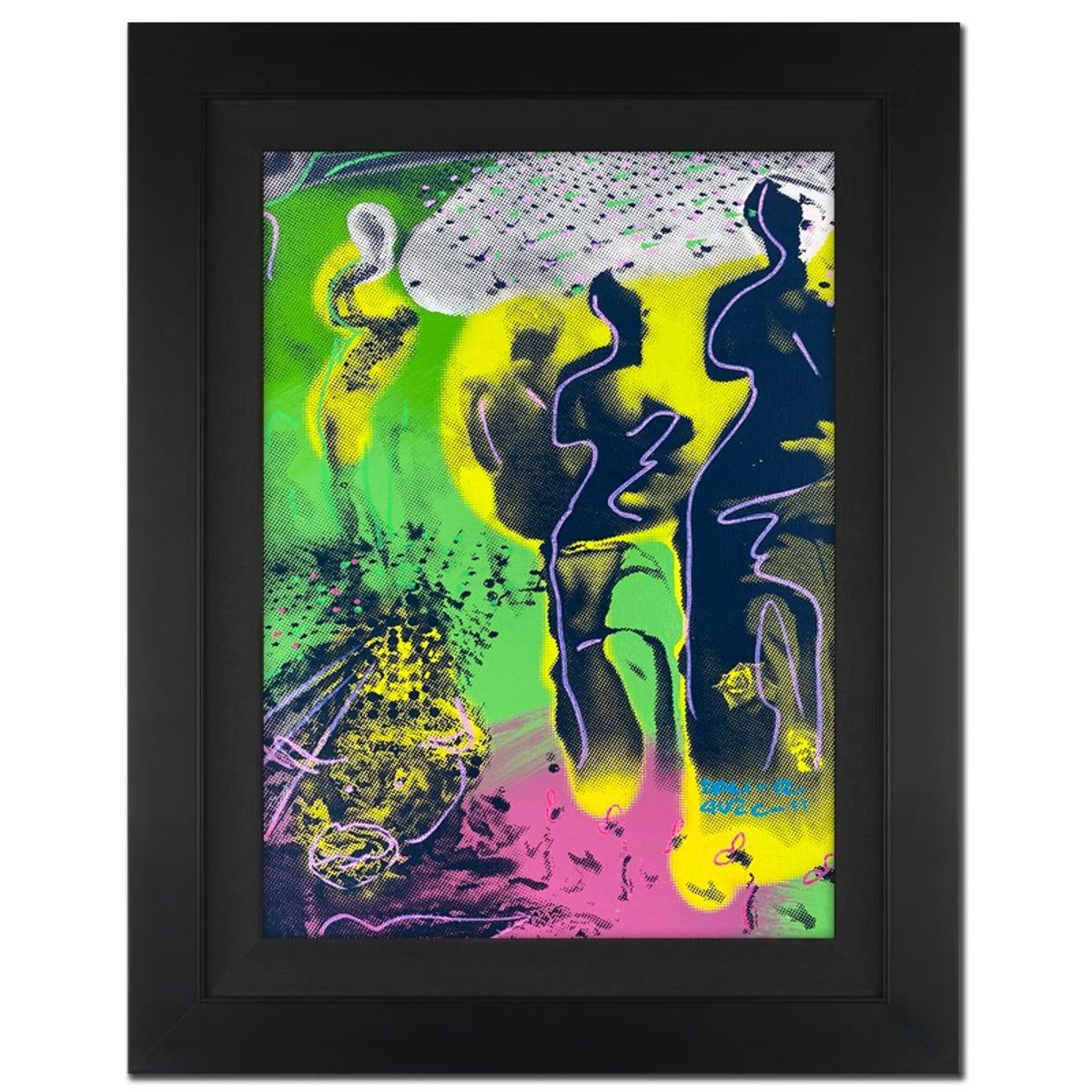 Ringo Daniel Funes, "Hallucinogenic Toreador" Framed One-of-a-Kind Mixed Media on Canvas, Hand Signed by the artist and Steve Kaufman (1960-2010) with Letter of Authenticity.