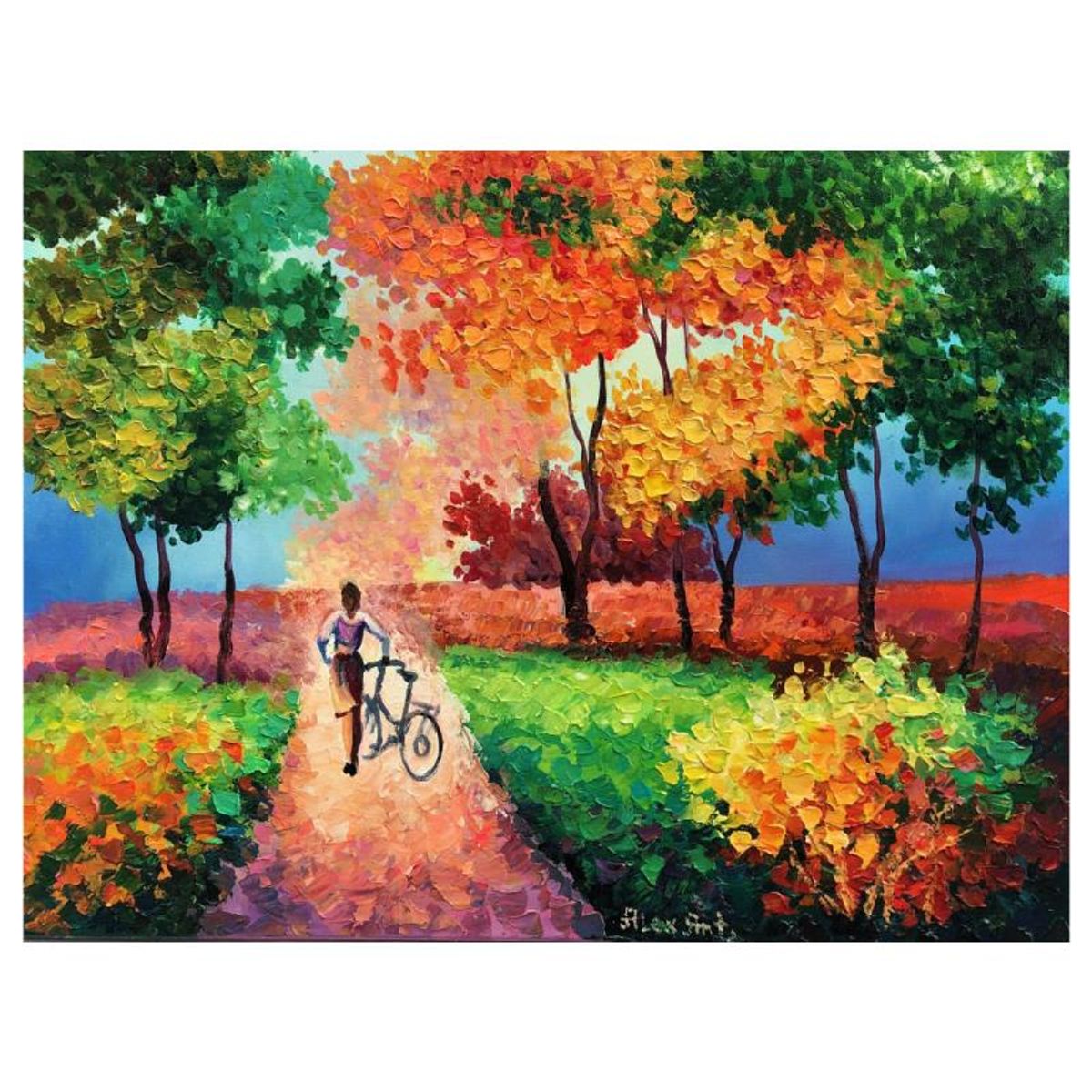 Alexander Antanenka, "My Little Bicycle" Original Painting on Canvas, Hand Signed with Letter of Authenticity.