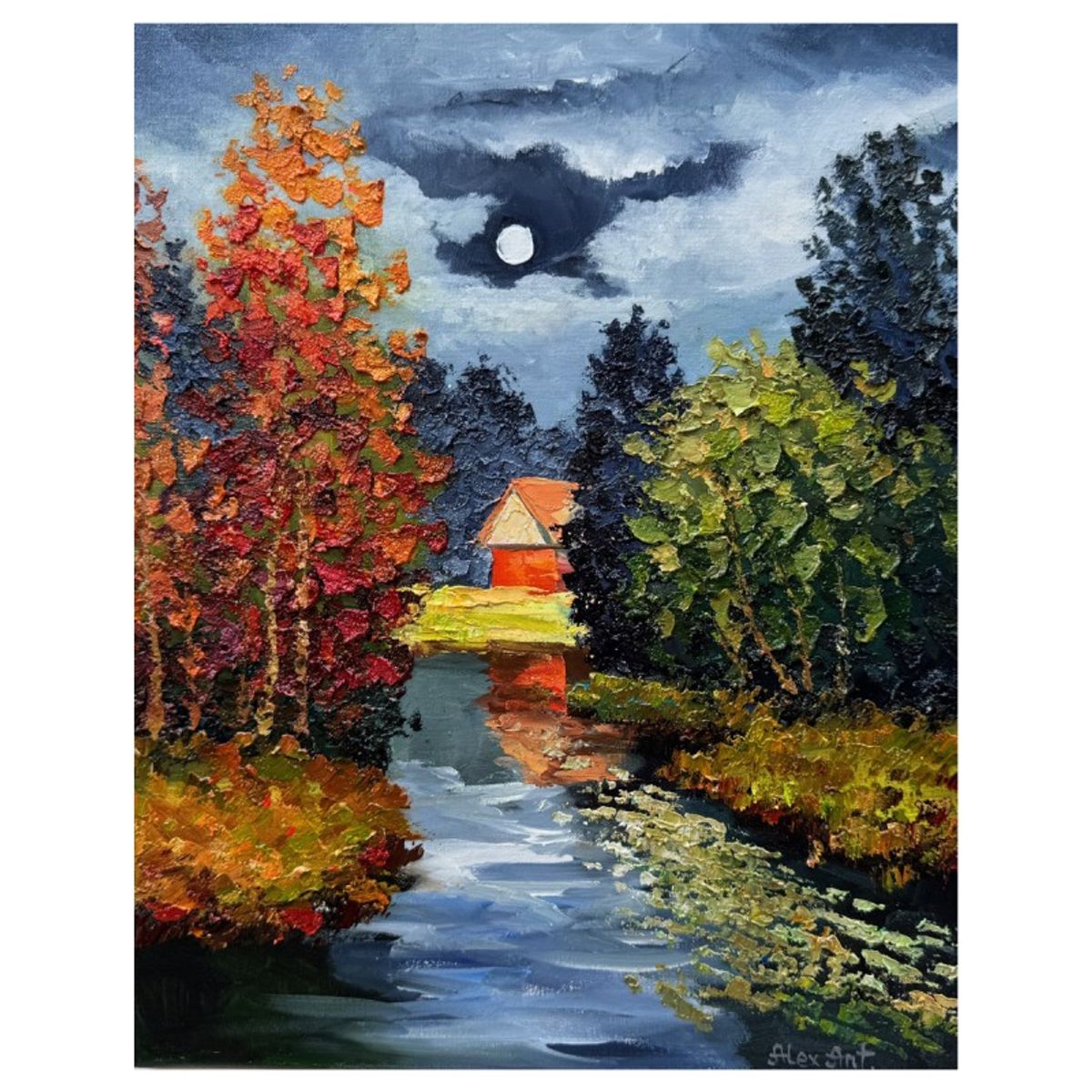 Alexander Antanenka, "Illusion Of The Moon" Hand Signed Original Painting on Canvas with Letter of Authenticity.