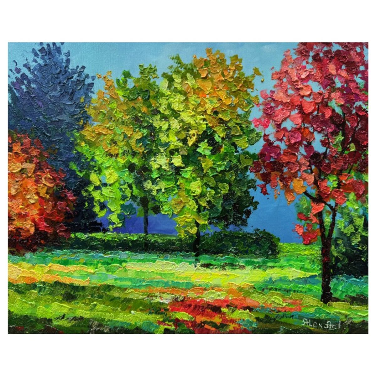 Alexander Antanenka, "The Kiss Of Autumn" Hand Signed Original Painting on Canvas with Letter of Authenticity.