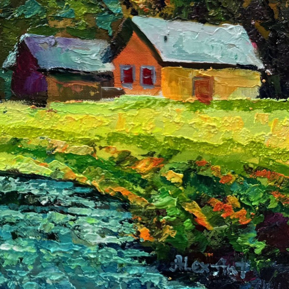 Alexander Antanenka, "My Little Home" Hand Signed Original Painting on Canvas with Letter of Authenticity.