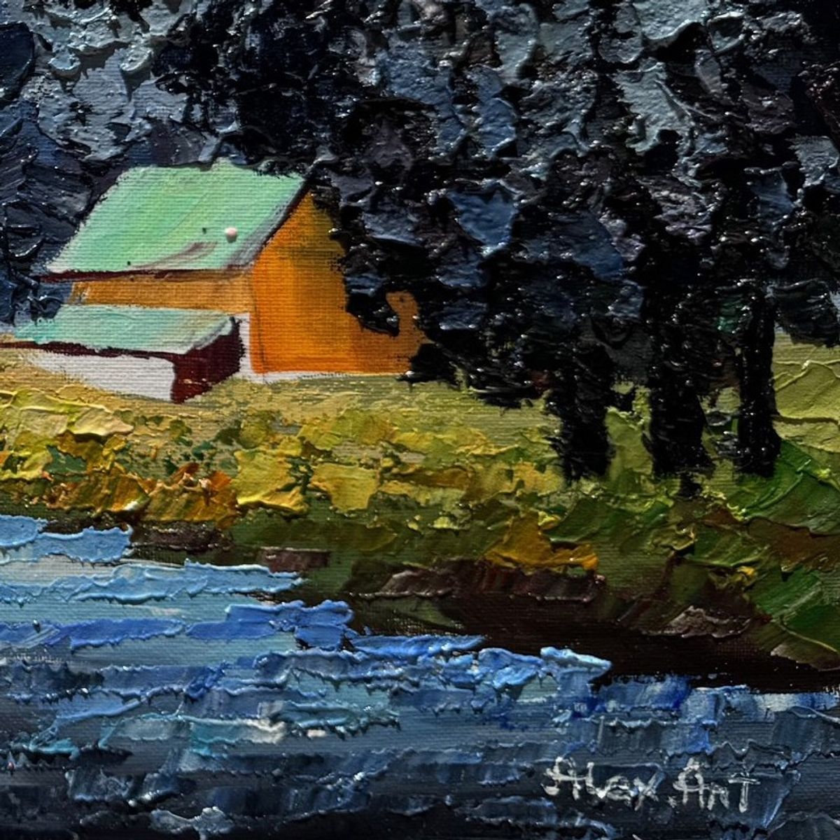 Alexander Antanenka, "Fishing Story" Hand Signed Original Painting on Canvas with Letter of Authenticity.