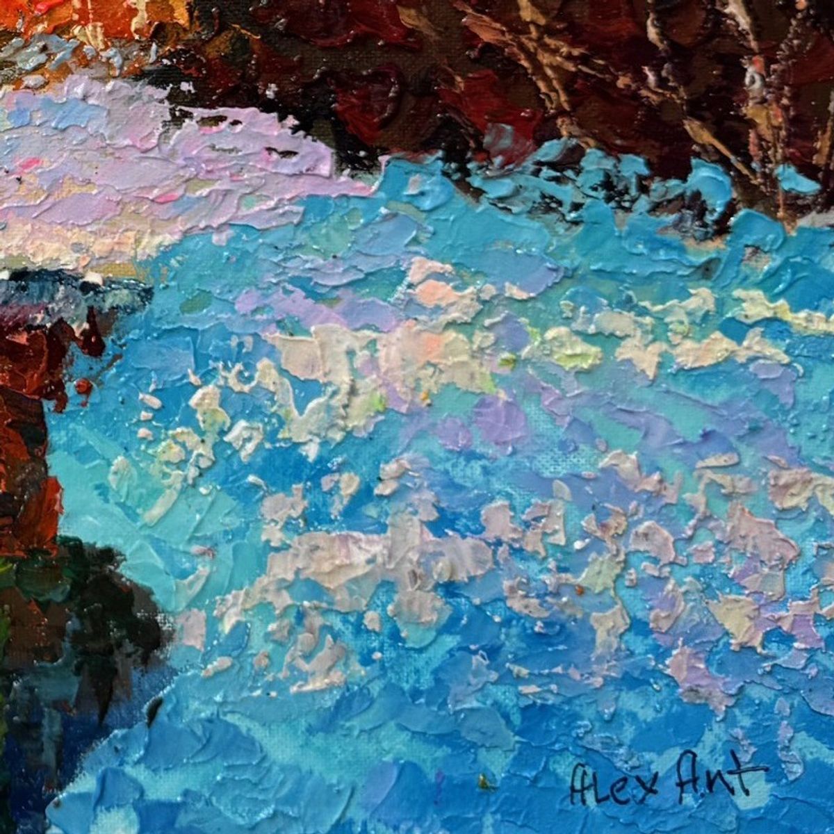 Alexander Antanenka, "Winter Creek" Hand Signed Original Painting on Canvas with Letter of Authenticity.