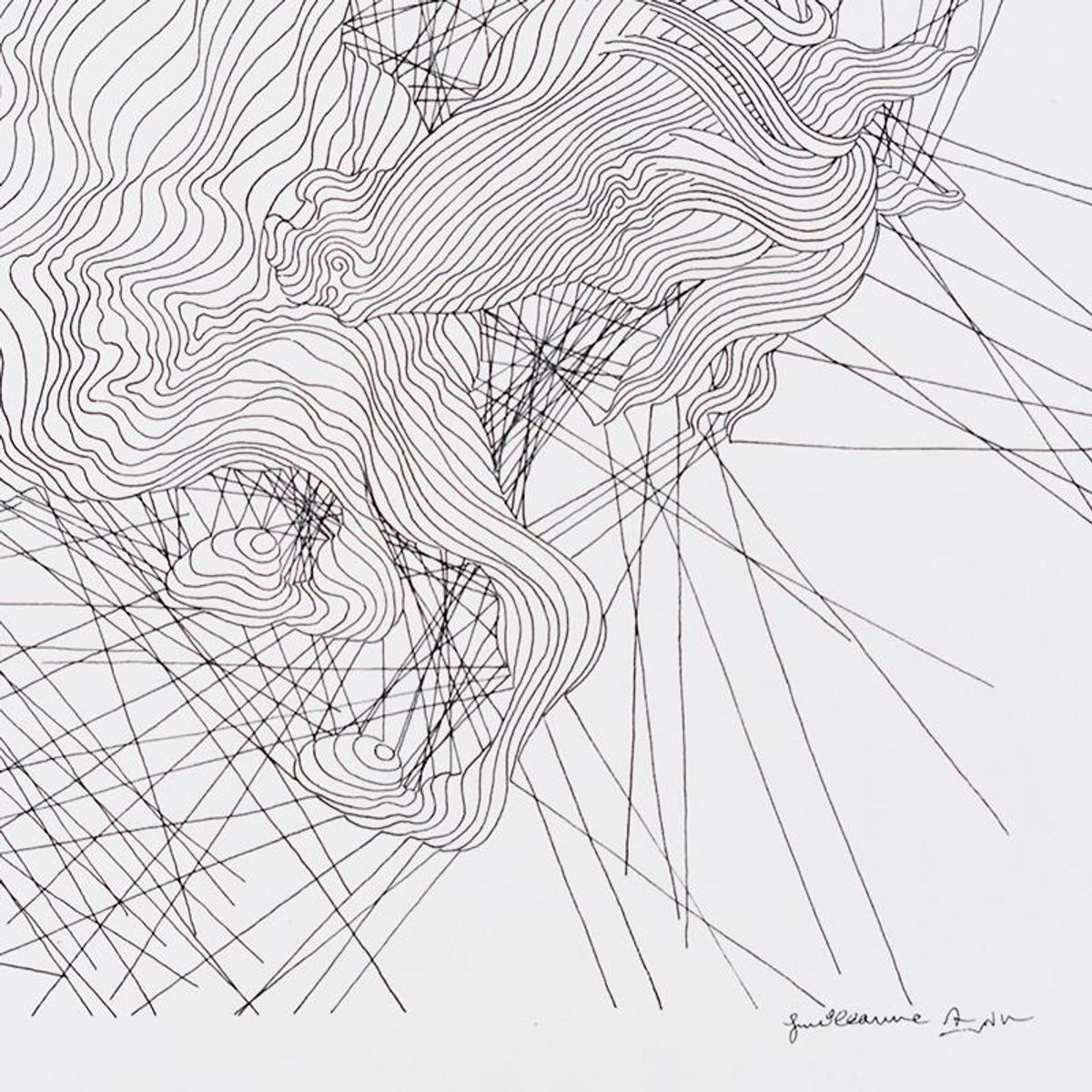 Guillaume Azoulay, "Etude GXXH" Framed Original Drawing, Hand Signed with Letter of Authenticity