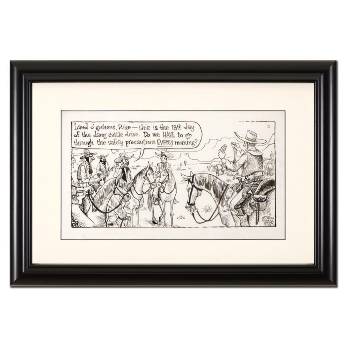 Bizarro, "Safety in the Old West" is a Framed Original Pen & Ink Drawing by Dan Piraro, Hand Signed with Letter of Authenticity.
