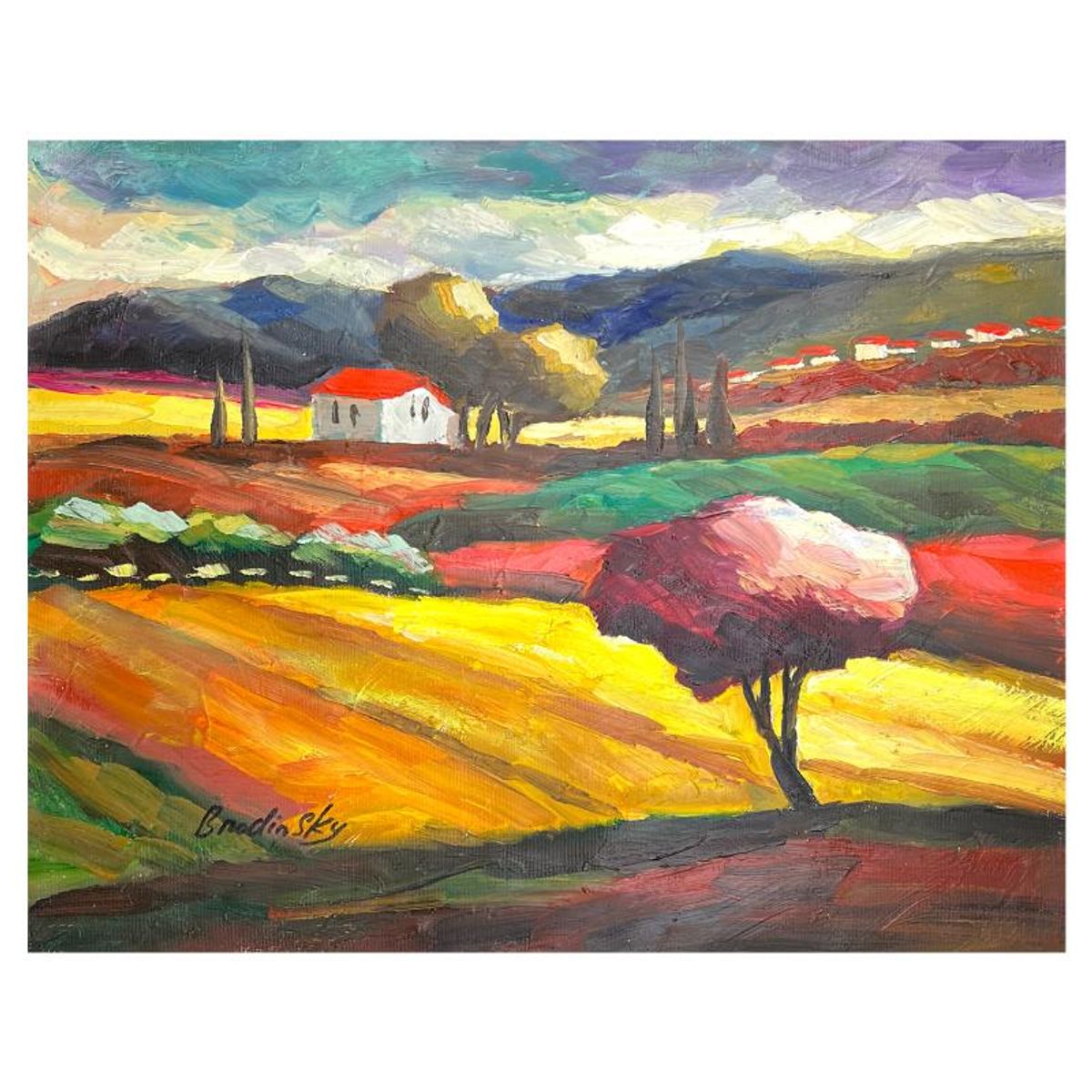 Slava Brodinsky, Hand Signed Original Painting on Canvas with Letter of Authenticity.