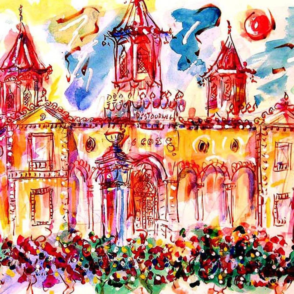Wayne Ensrud, "Chateau Cos D'Estournel" Mixed Media Original Artwork; Hand Signed; COA