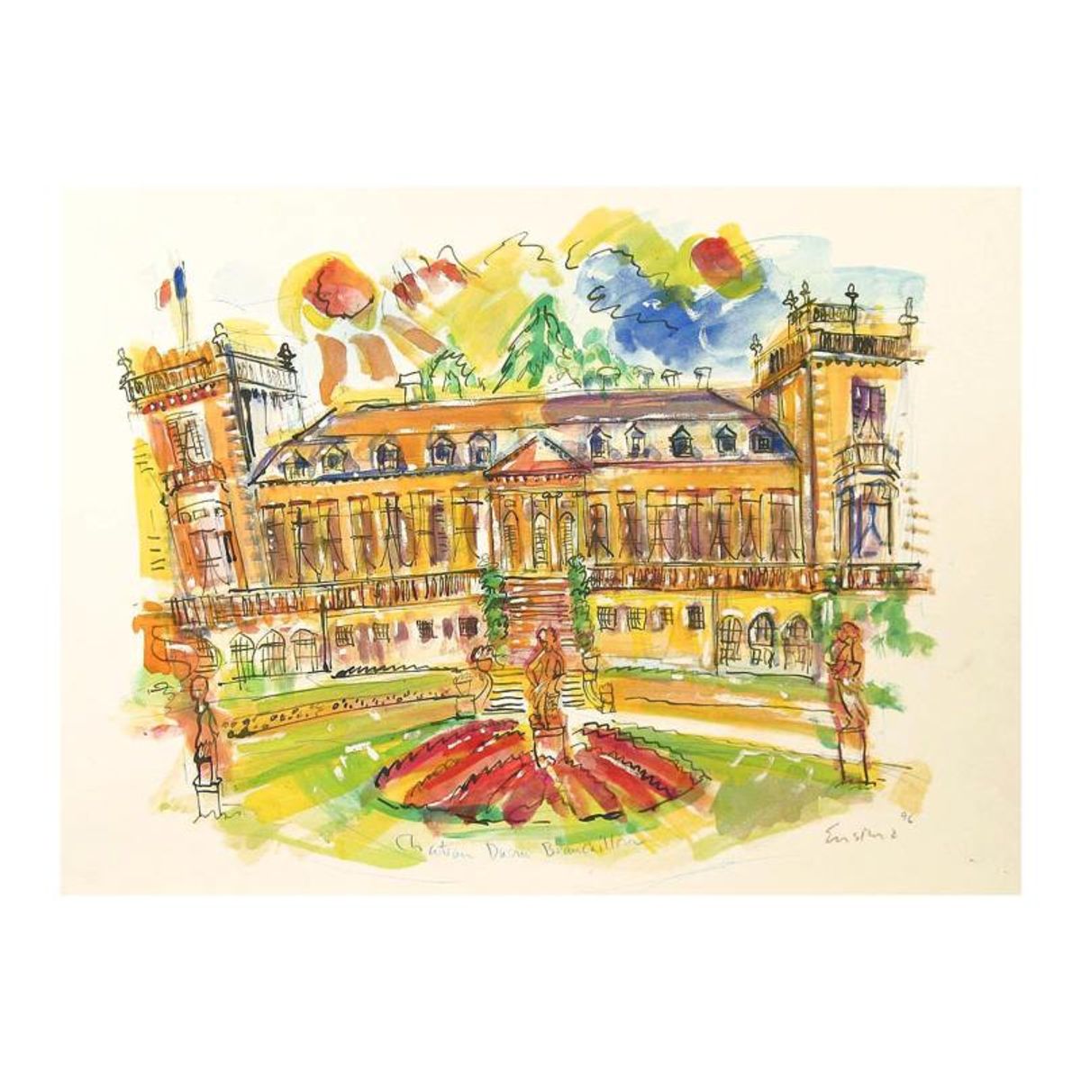 Wayne Ensrud, "Chateau Ducru-Beaucaillou" Mixed Media Original Artwork; Hand Signed; COA