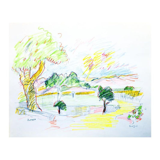 Wayne Ensrud, "Niebaum-Coppola Vineyard, Napa Valley" Pencil Original Artwork; Hand Signed; COA